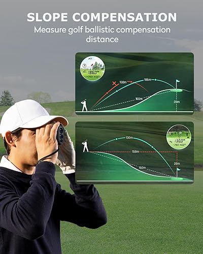 Miniatura 10 de JIEHOME Telémetro de golf X1 con pendiente, bloqueo de asta de bandera y vibración, telémetro láser 6601100YDS para golf y caza, buscador láser
