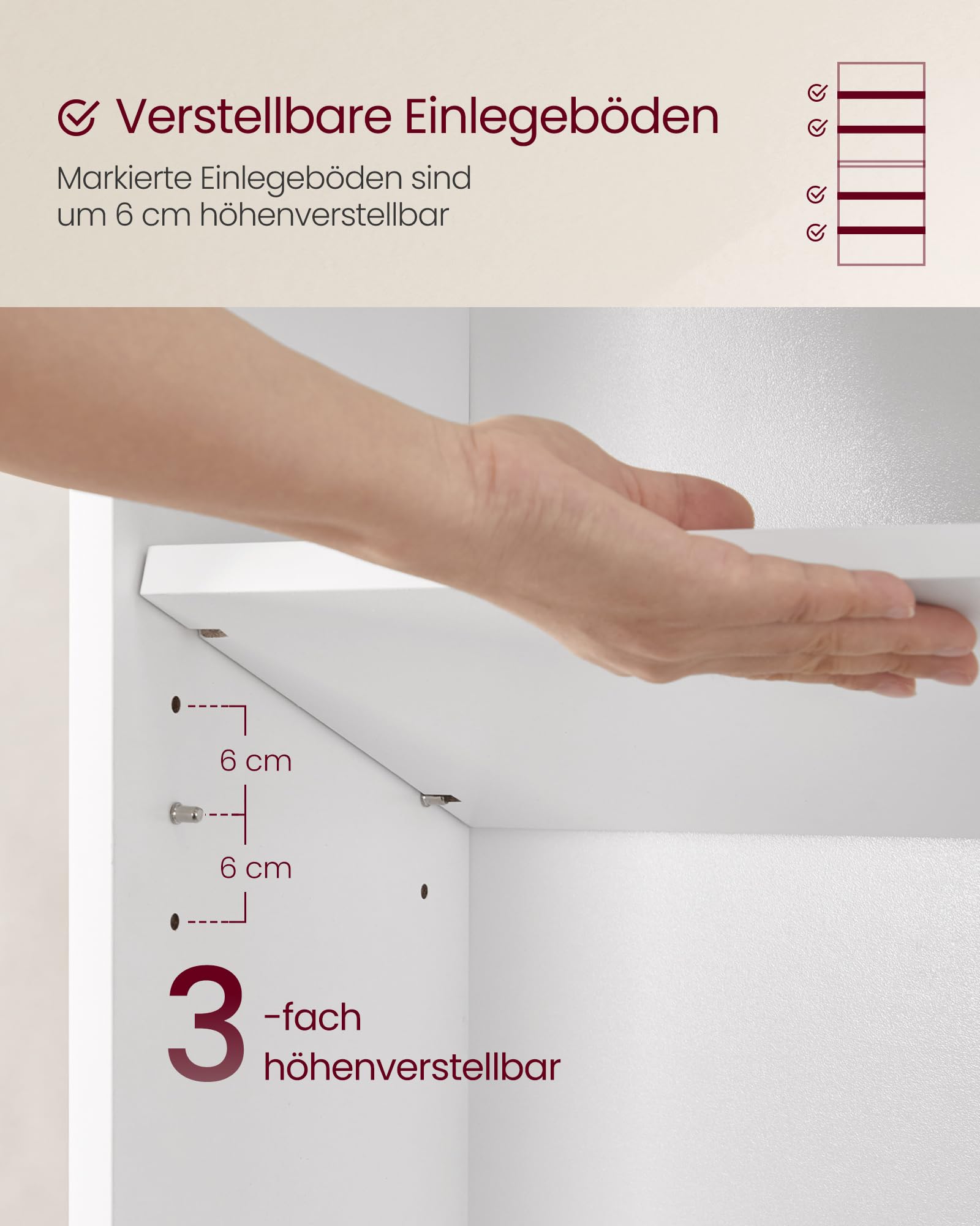 VASAGLE Custos Kollektion Bücherregal 6-stöckiges Standregal 24x60x178,5 cm wolkenweiß LBC169T14