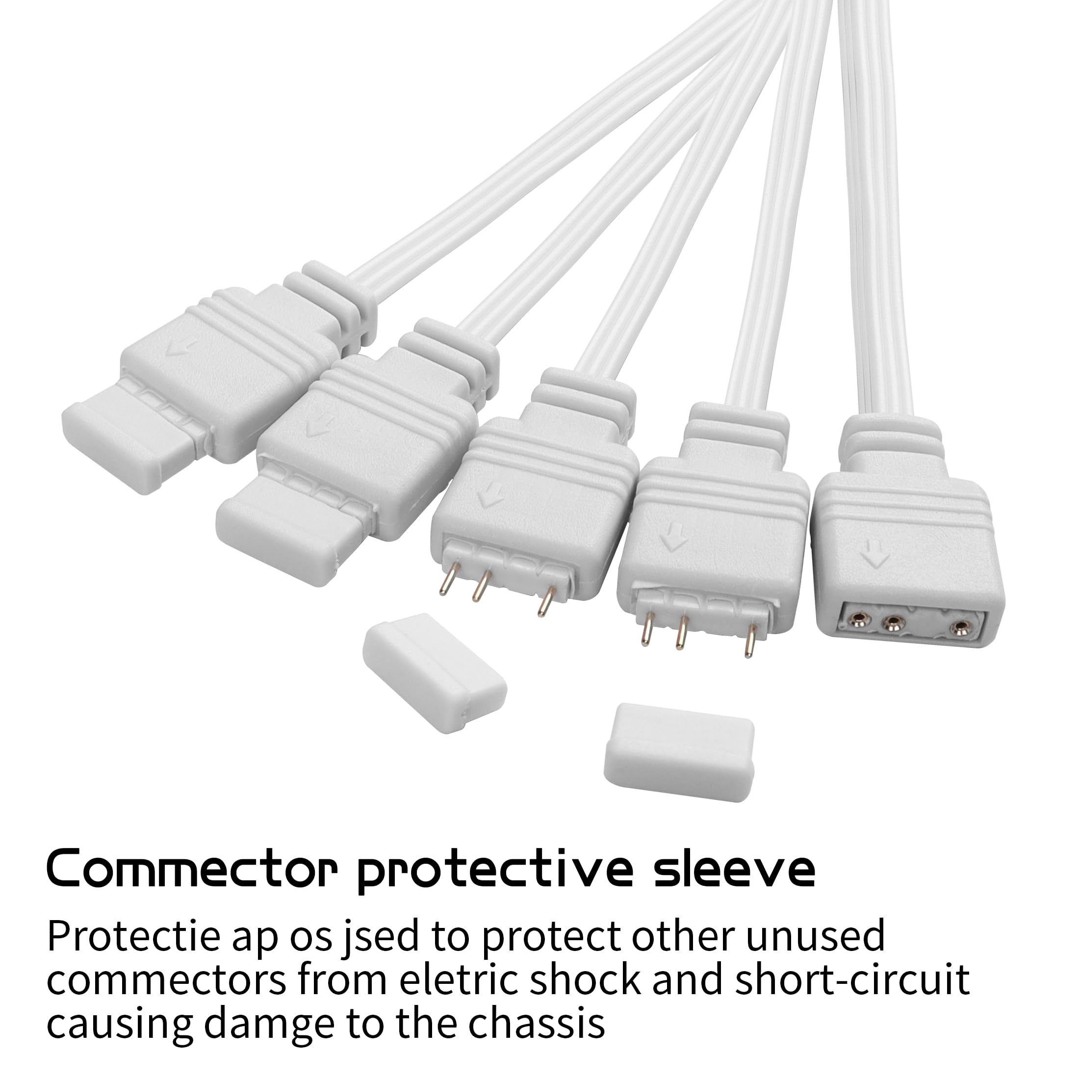 Câble Répartiteur ARGB 3 Broches 5V - Extension 1 à 3 Pour LED RGB PC Gamer - Blanc - 2