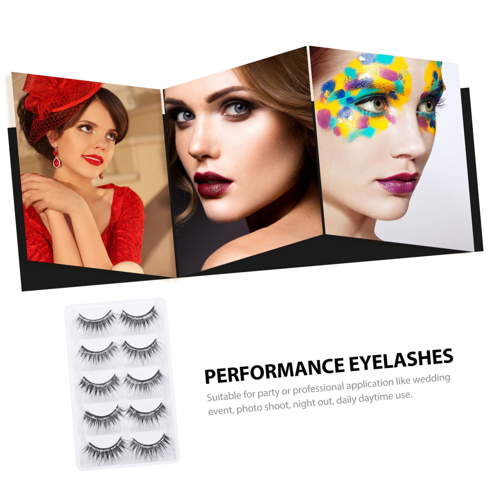 Faux Cils Naturels Noirs 5 Paires en Fibre Artificielle