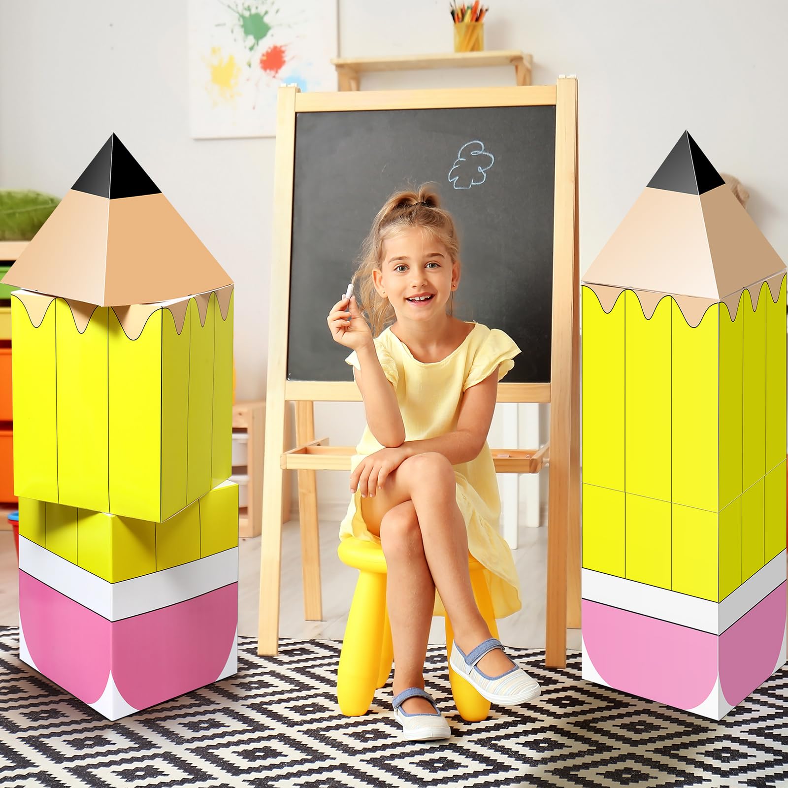 Bucherry 2 Pack/6 Pcs Back to School Decor Giant Classroom Pencil Props