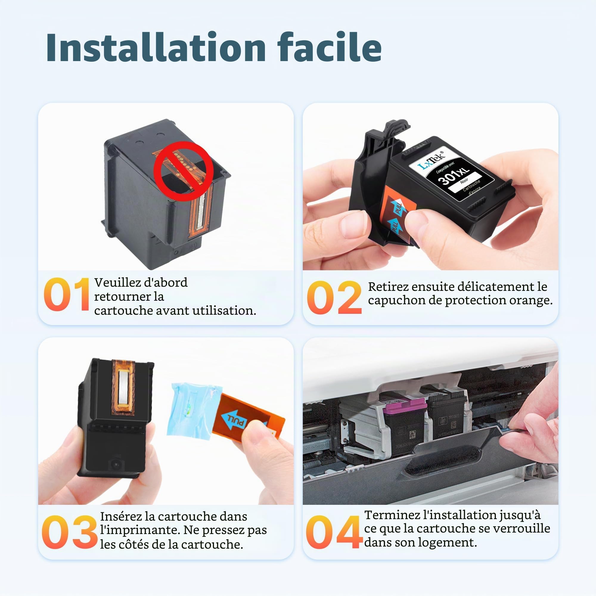 LxTek 301 XL Compatible pour HP 301 301XL Cartouche pour Envy 4500