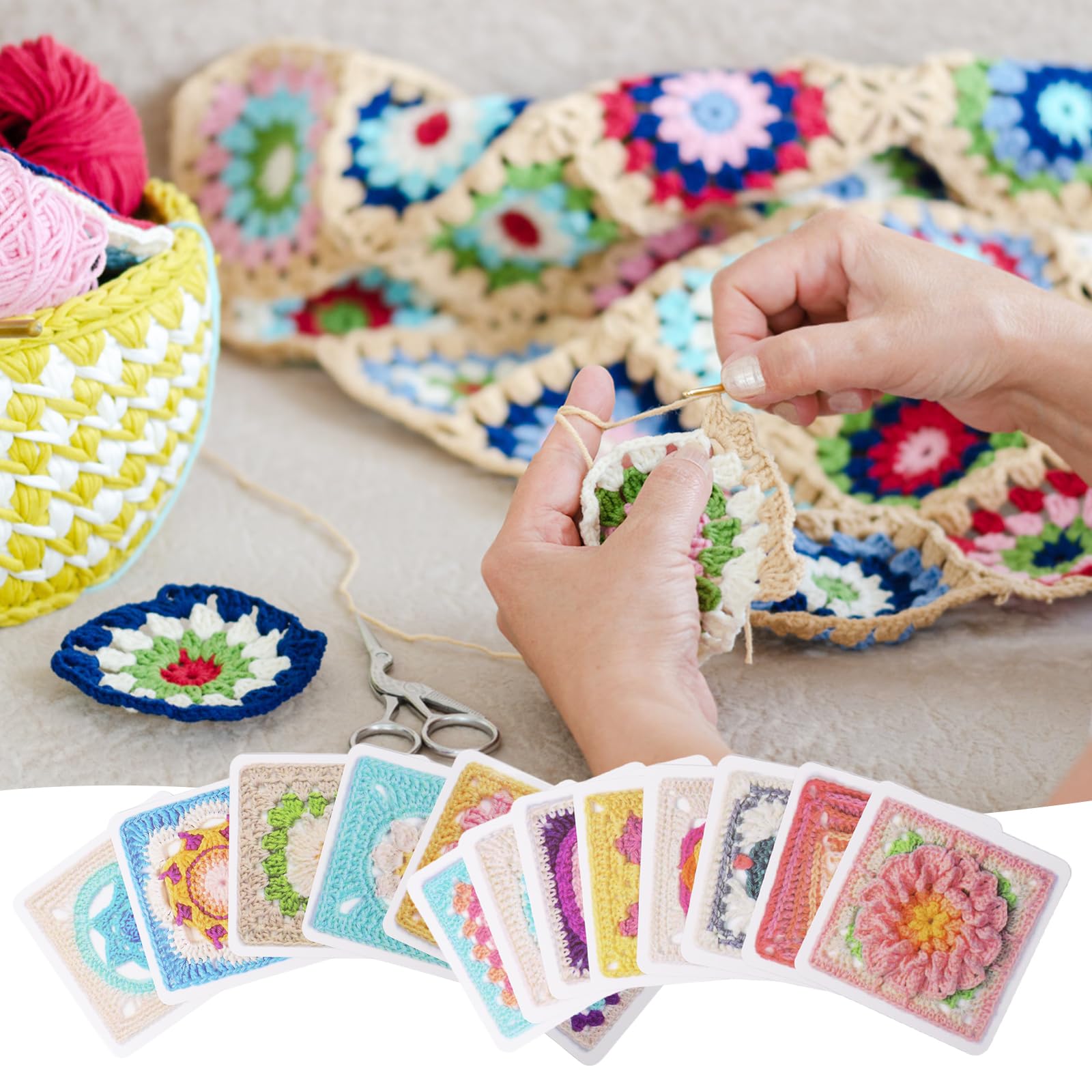 KOIROI Granny Square Haakkaarten - 50 Mix en Match Designs Met Haakschrift en Foto's voor Volwassenen en Beginners