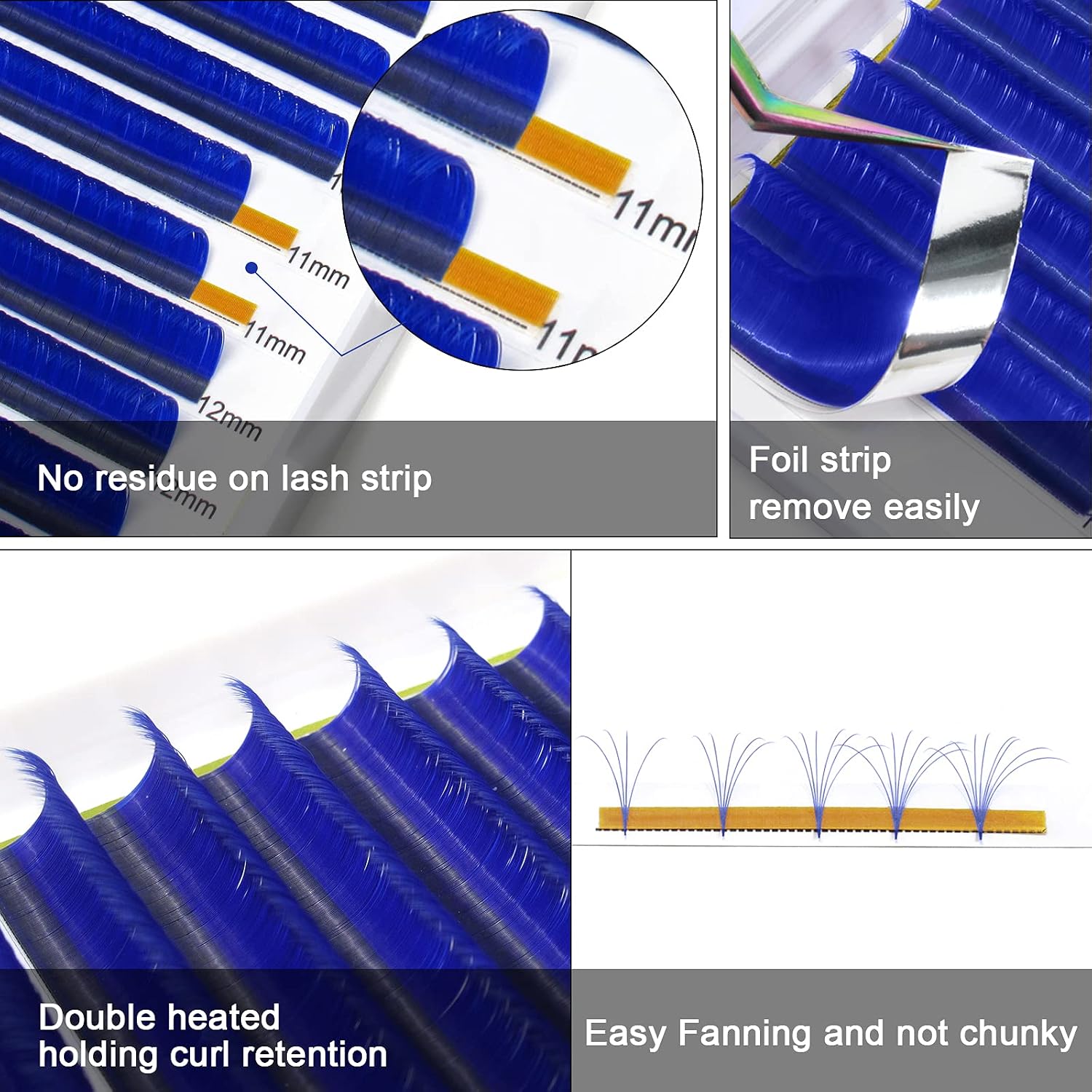 Colored Eyelash Extensions Blue Easy Fan Volume Lashes D-0.07-9-16 MIX Color Lashes Easy Fan Lashes Mixed Lash Tray C D Curl Volume Lash Extensions Salon Use by B&Q LASH(Blue-D-0.07,9-16MIX)