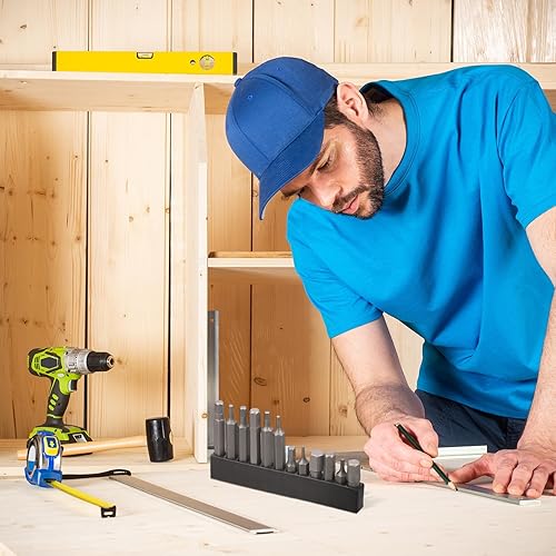 Miniatura 4 de Kigley 20 piezas de 12 agujeros hexagonal soporte para puntas de cabeza de destornillador, organizador de brocas, estuche de almacenamiento de