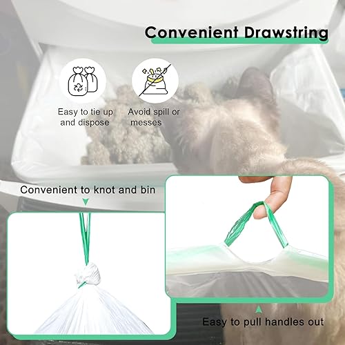 Miniatura 4 de Paquete de 100 forros de repuesto para cajones de basura compatibles con caja de arena robot 4 y 3, bolsas gruesas y resistentes de auto-limpieza
