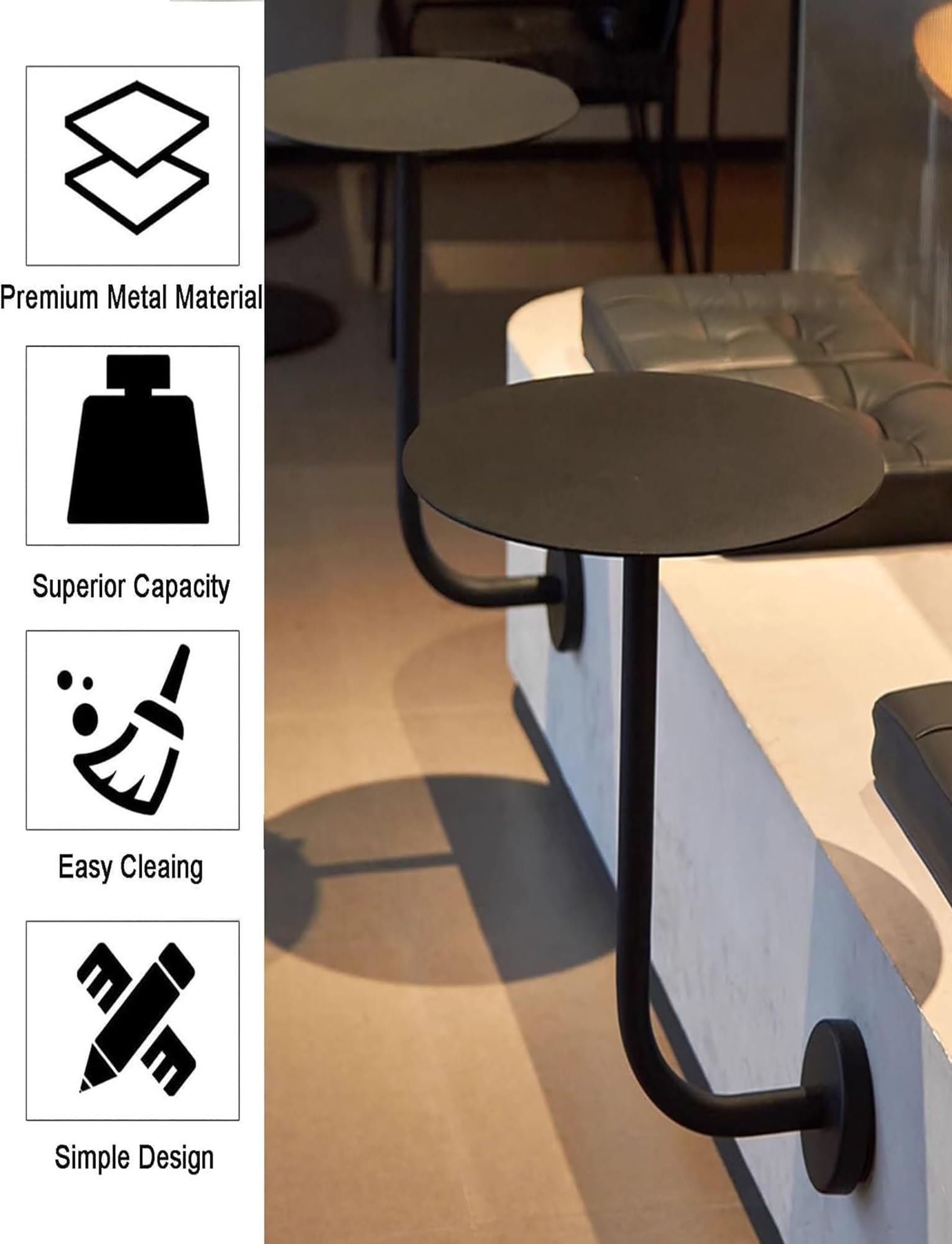 Tavolino da bar rotondo da parete, piccolo tavolino da caffè con piano in metallo resistente, perfetto per soggiorno, caffetteria, ristorante, camera da letto, elegante design verde