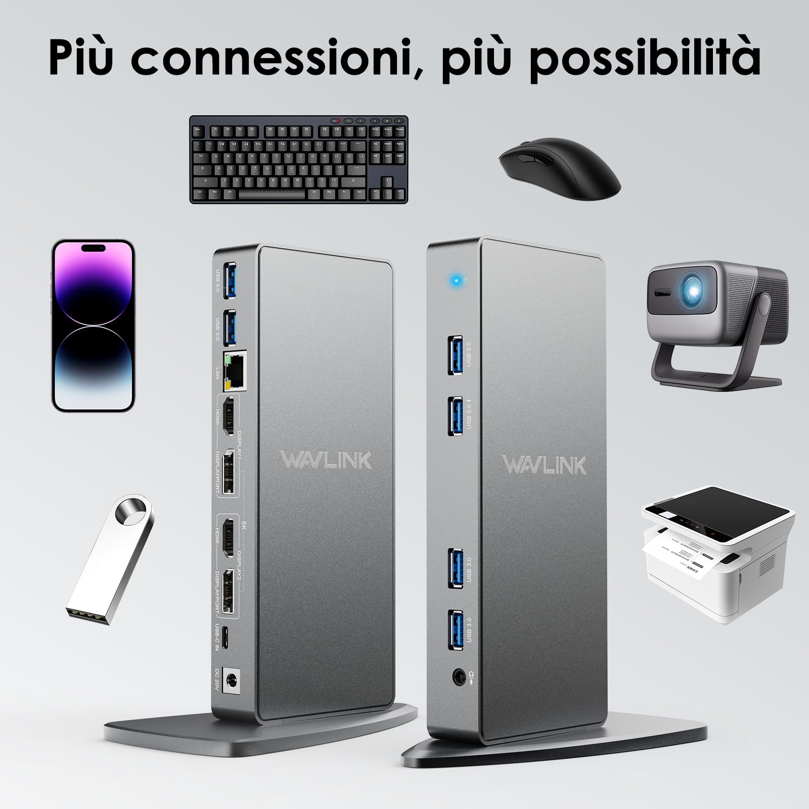 WAVLINK Docking station universale USB-C con 2 HDMI e DP, Gigabit Ethernet, 6 USB 3.0, audio, microfono, compatibile con Mac OS e Windows | 6×USB 3.0, Ethernet Gigabit, audio, microfono, compatibile macOS e Windows