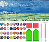 Vista 13 de JesMolla Kit de pintura de diamante redondo completo 5D por números para adultos, kits de pintura de diamantes redondos de taladro completo, kit