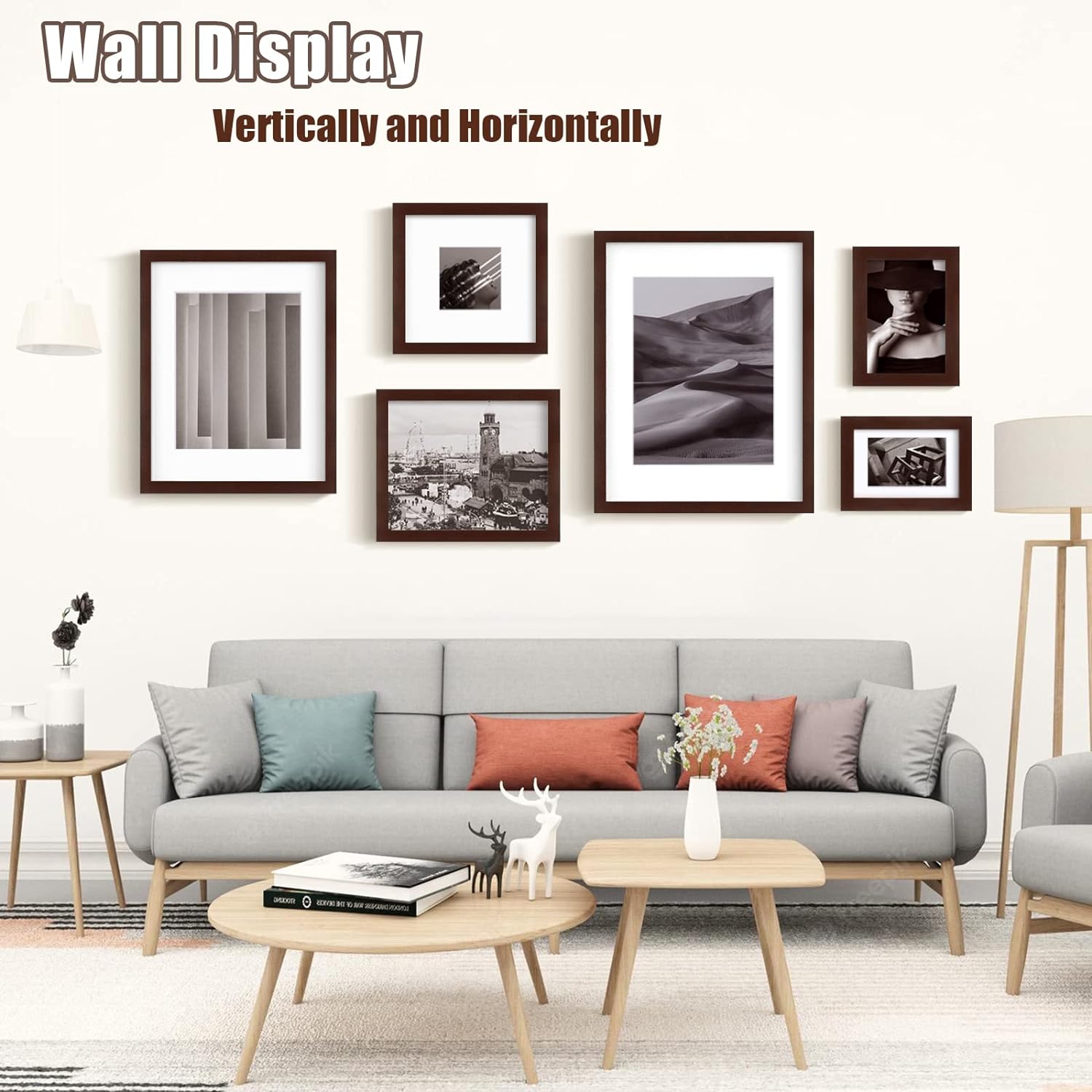 Egofine 5x7 Picture Frames Made of Solid Wood with Plexiglass, Display Pictures 3.5x5/4x6 with Mat or 5x7 Without Mat Set of 4 for Tabletop and Wall Mounting, Walnut Color - Image 6