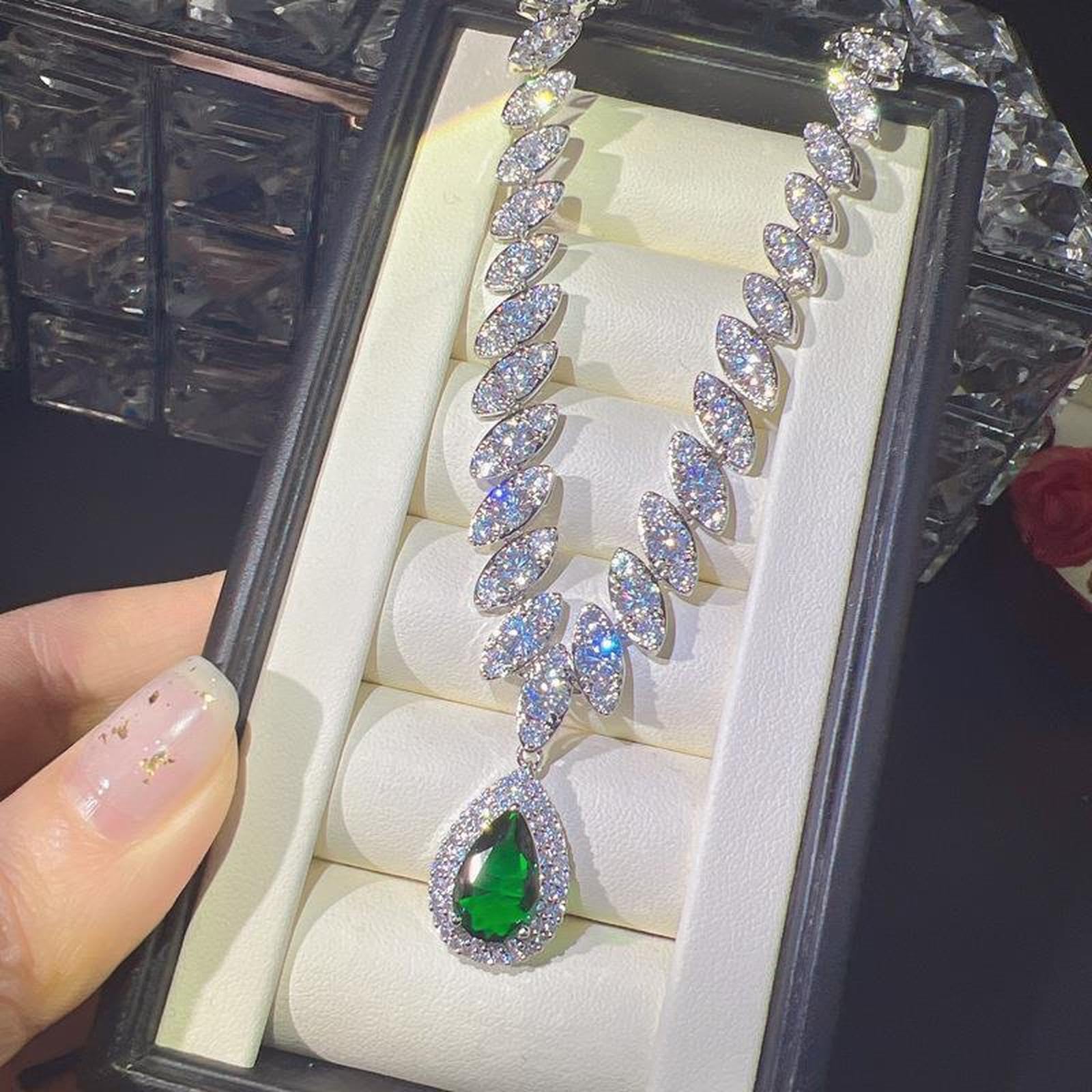 Set di gioielli da sposa per donna, collana AAA + zircone set di gioielli anallergici regalo di compleanno per fidanzamento matrimonio, set di gioielli da sposa per donna per festival