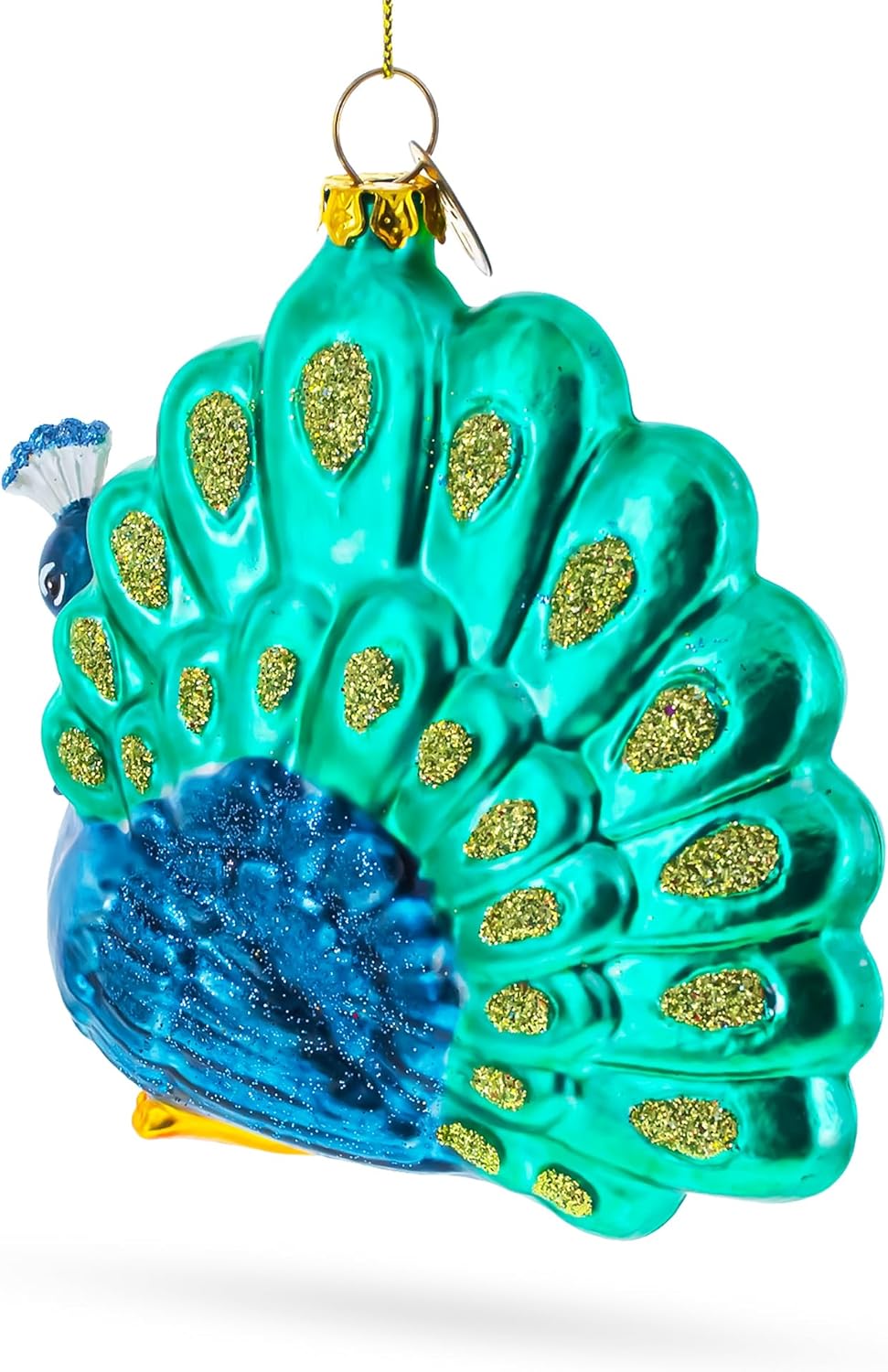 Chic Peacock Blown Glass Christmas Ornament - Image 3