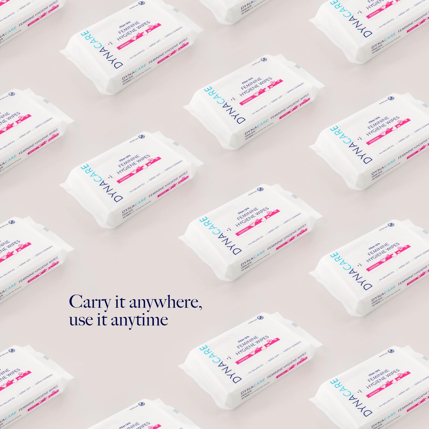 Dynarex HerCare Feminine Hygiene Wipes - 12 Pack, 40 Wipes per Pack - 5.5" x 8" pH-Balanced, Alcohol-Free, Hypoallergenic, Resealable Packs, Travel Essentials for Women