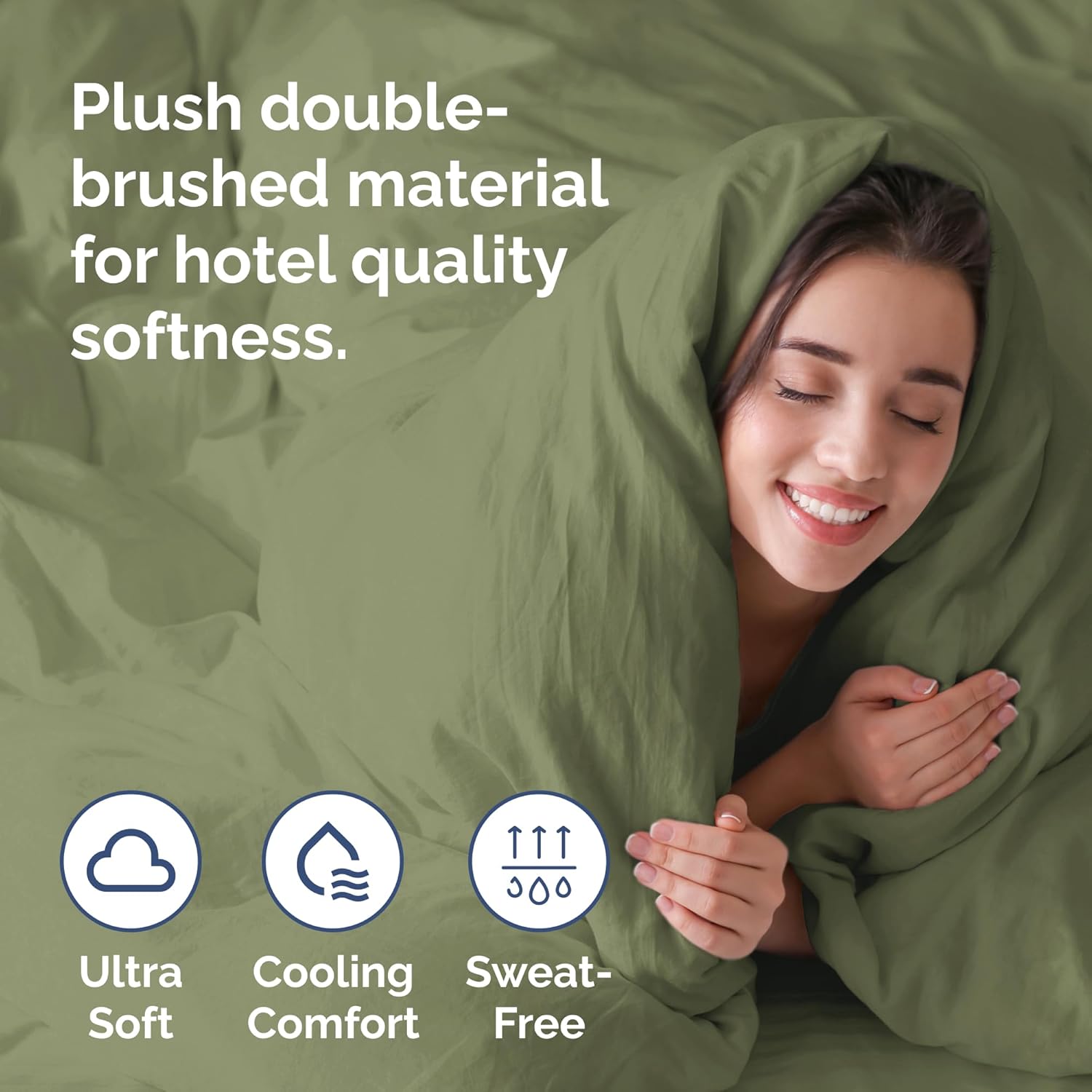Duvet Cover Full Size - Extra Soft Full Size Duvet Cover - Lightweight, Breathable & Cozy - Easy Care & Fade Free w/ Zipper Closures & Ties - 80" x 90" Inches - (Sage Green) Comforter Not Included - Image 3