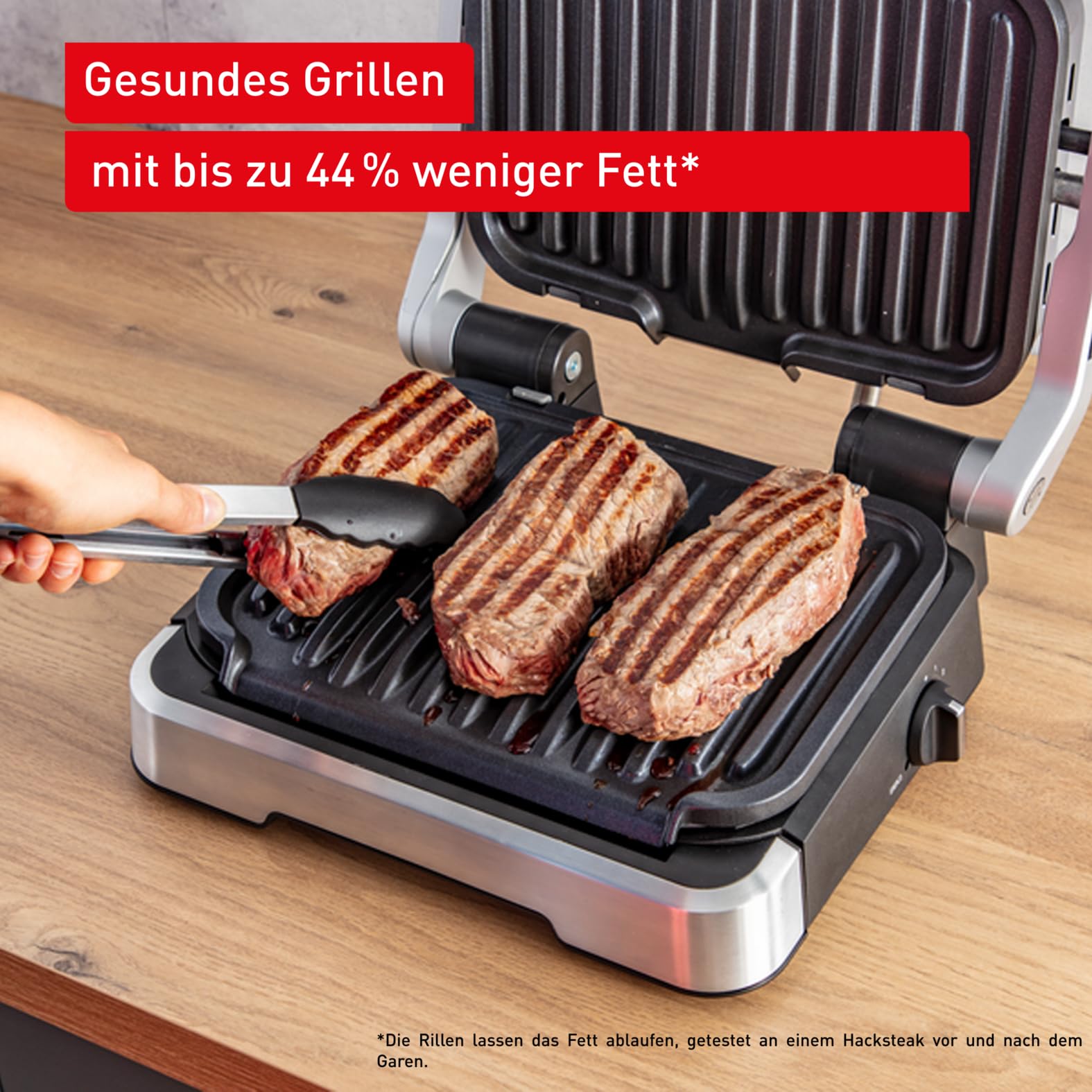 Tefal OptiGrill 4in1 Kontaktgrill GC776D10, 9 Programme, spülmaschinengeeignet