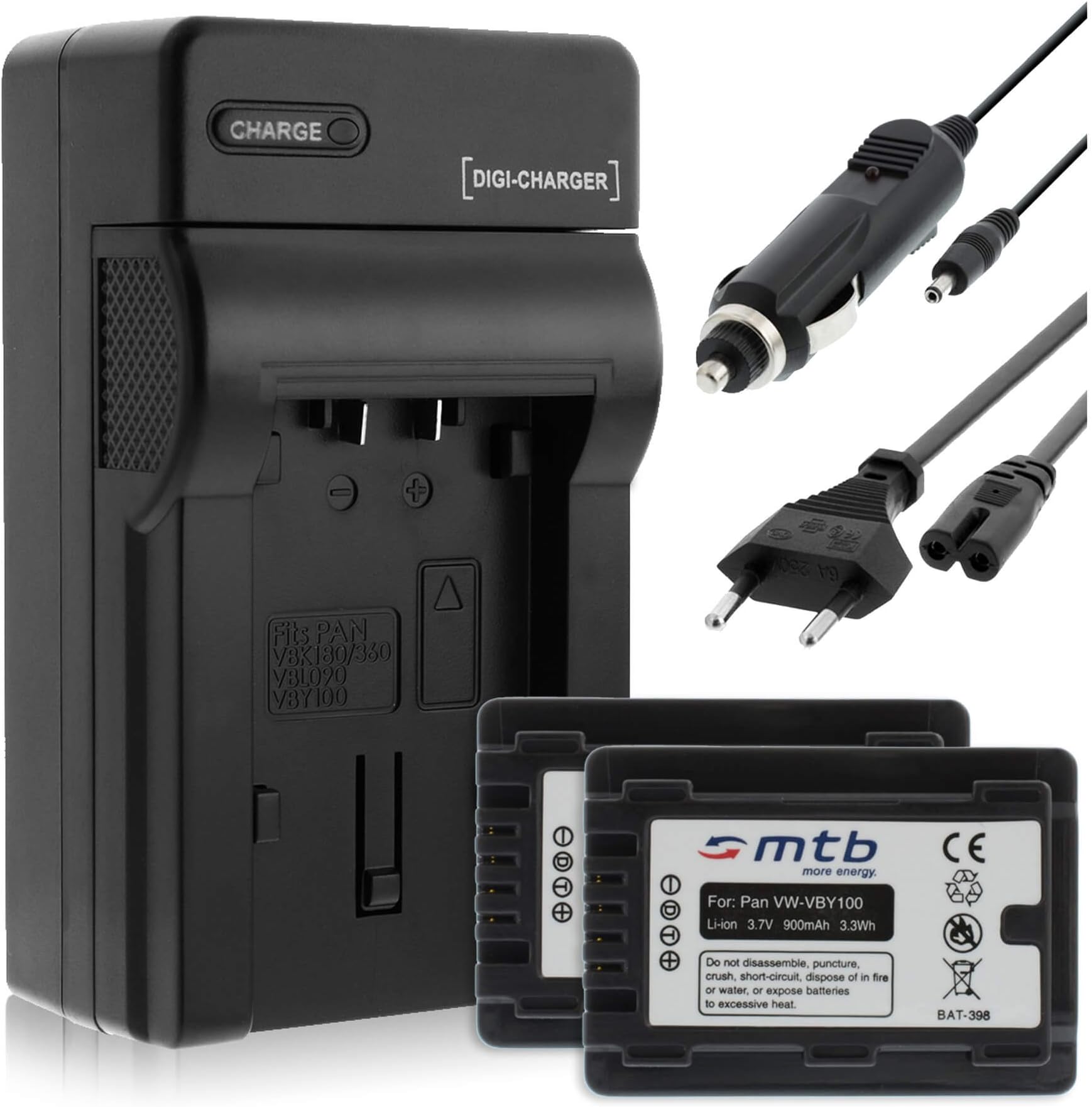 Bateria Panasonic Hc-v777 3800mah 2 X Premium Akku LCD-Duallader Für Panasonic H