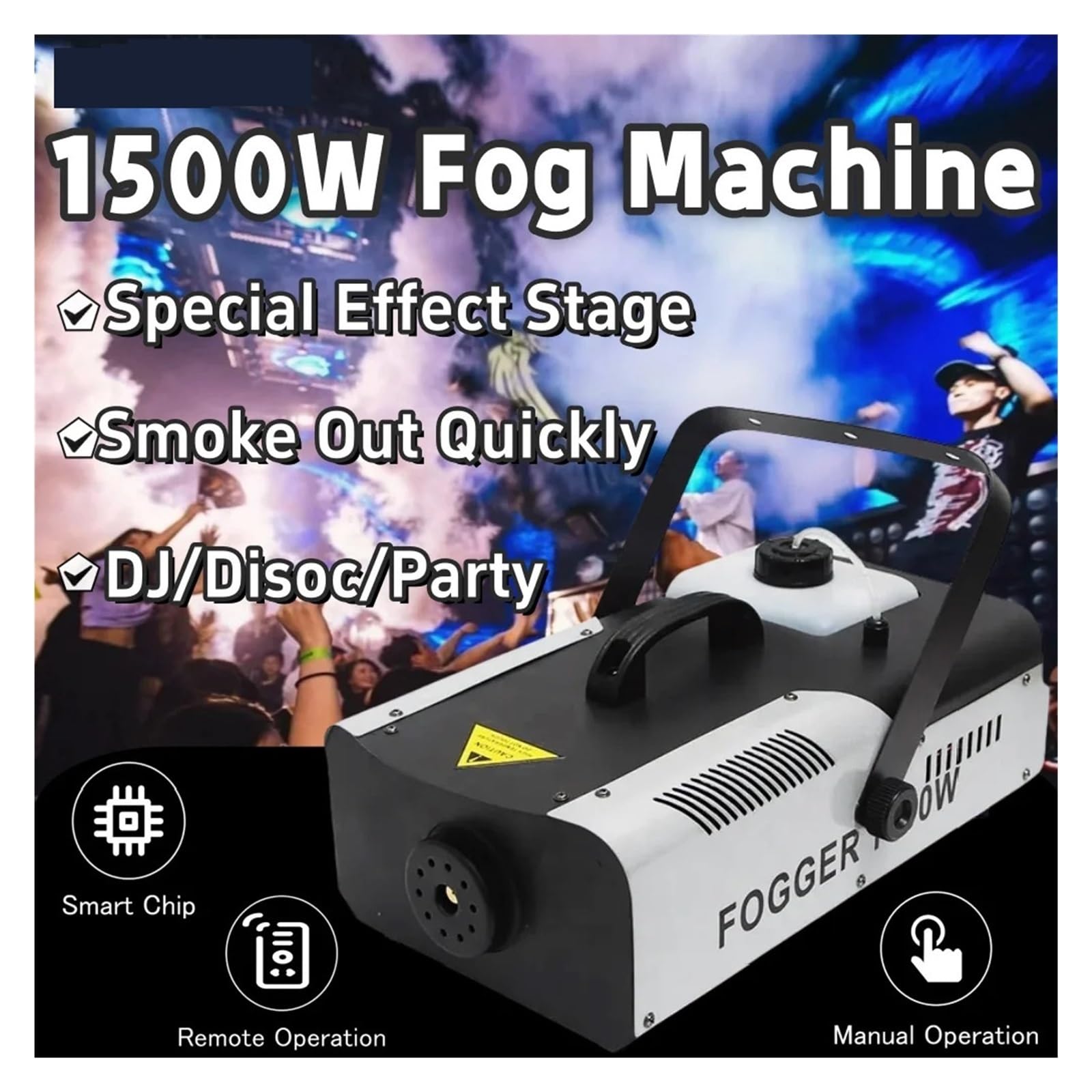 Macchina Del Fumo Da 1500 W Con Telecomando, Generatore Di Foschia, Macchina Del Fumo, Attrezzatura Da Palco For Effetti Speciali For DJ, Discoteca, Feste, Matrimoni Risparmio Energetico Potente