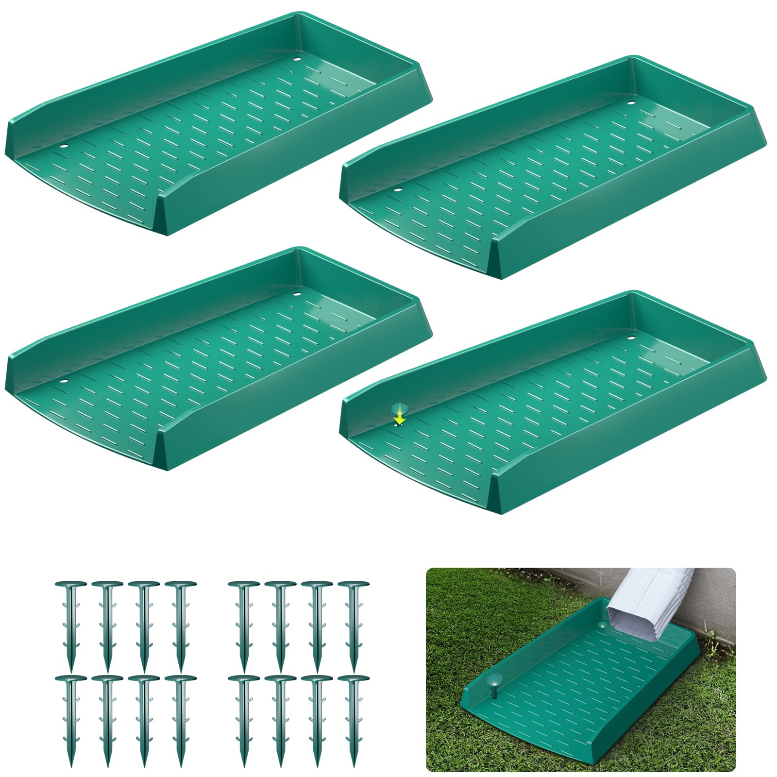 Paquete de 4 extensiones de bajante de canalón de lluvia, extensiones de canalón extra anchas de 12 pulgadas para drenaje de agua, extensor de boquilla de abajo, desviador de protector de canalón de