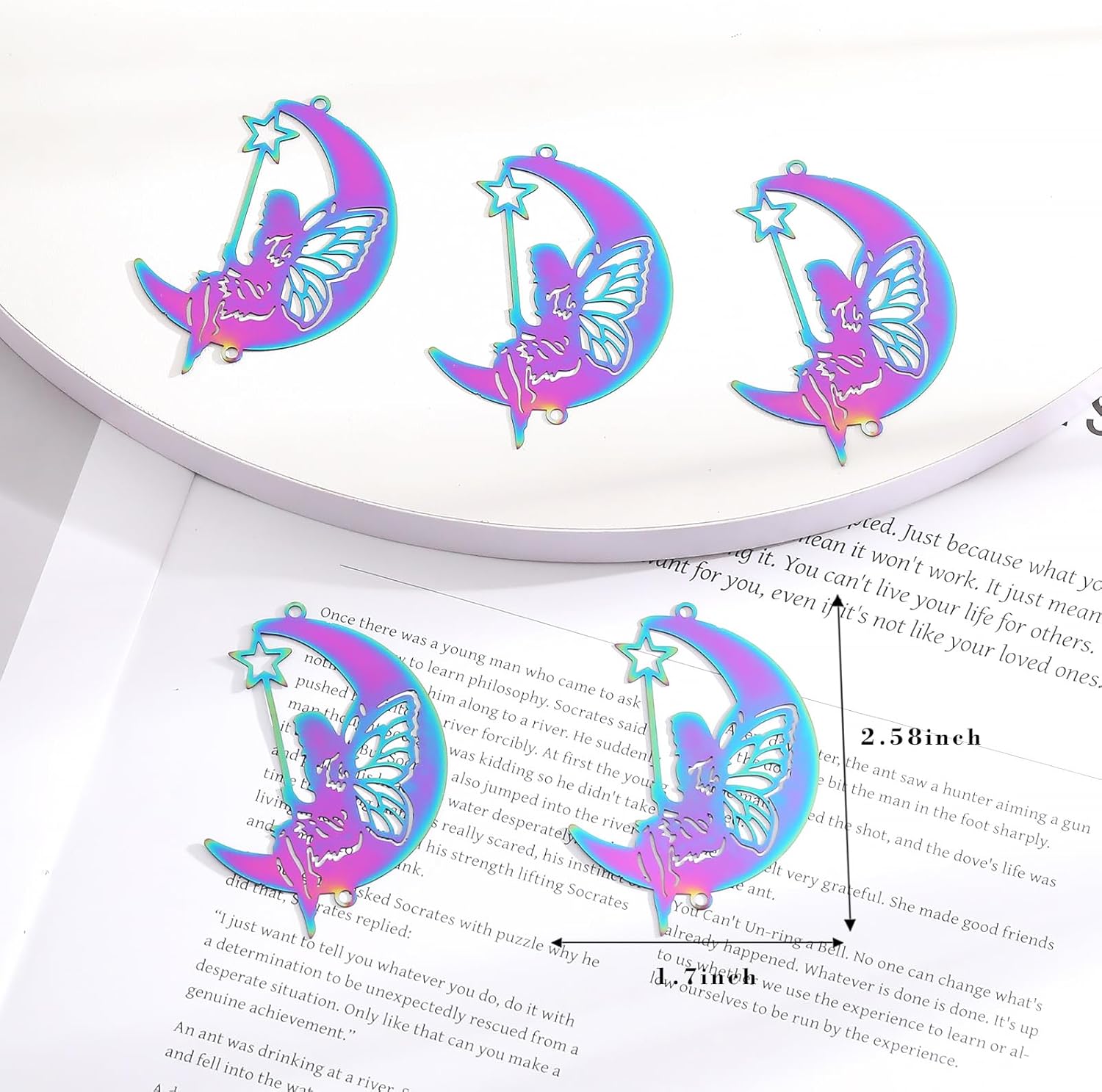 10pcs Colorful Moon Angel Metal Hanging Suncatcher Parts Window Pendant DIY Parts Ornament Part Hand-Crafts Parts - Image 3