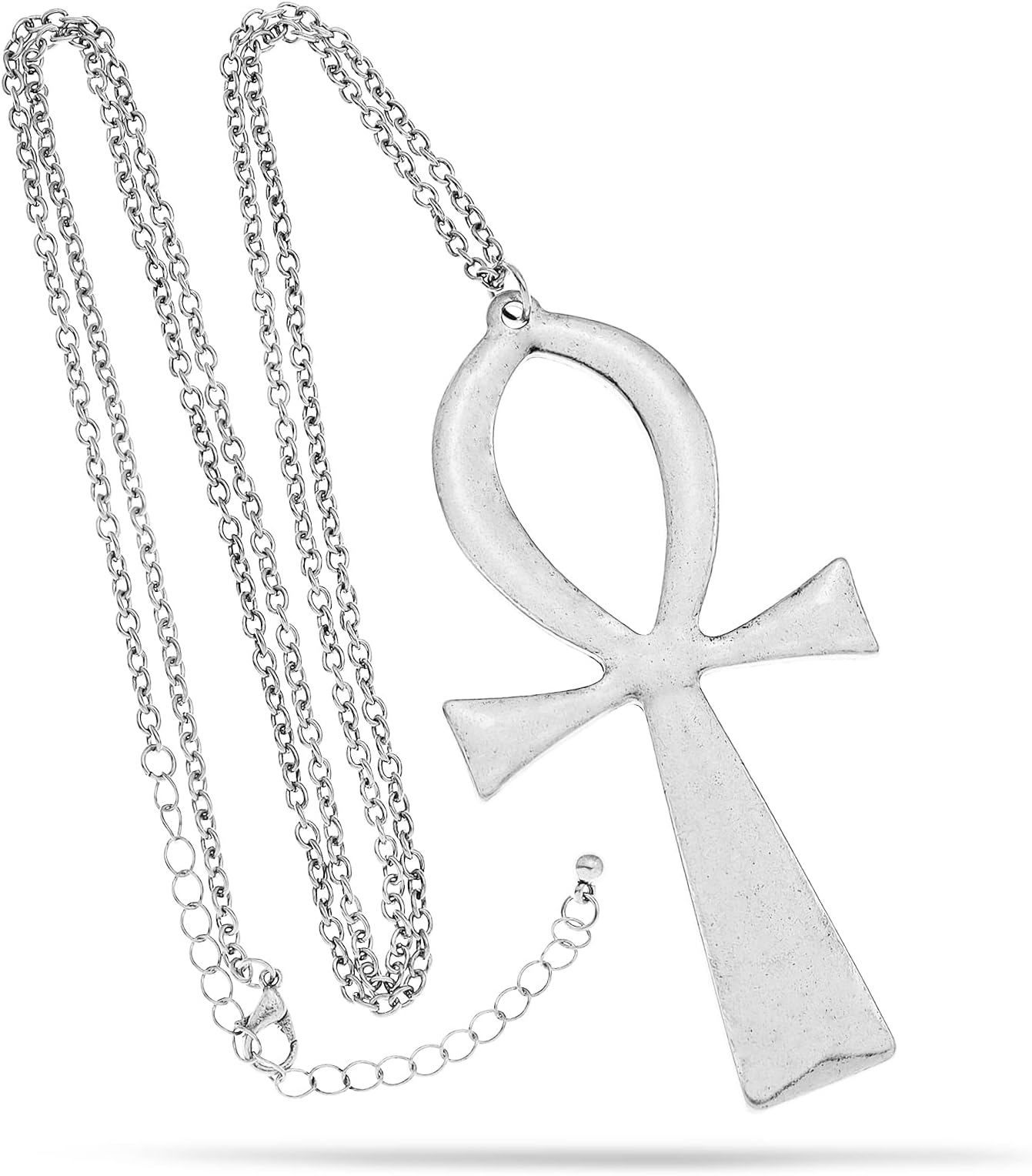 Vintage Ancient Egyptian Cleopatra Coptic Symbol of Life Big Ankh Cross Pendant Long Chain Gothic Necklace,34"