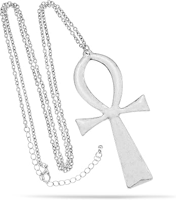 RechicGu Vintage Ancient Egyptian Cleopatra Coptic Symbol of Life Big Ankh Cross Pendant Long Chain Gothic Necklace,34"