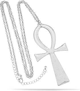Vintage Ancient Egyptian Cleopatra Coptic Symbol of Life Big Ankh Cross Pendant Long Chain Gothic Necklace,34"