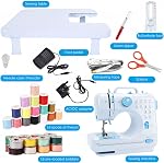 Machine à coudre pour débutants avec table d'extension Mini Petit portable SewingMachines pour adultes et enfants Ages 8-12 Facile à coudre avec pied Pedel 12 Builit-in-Stitches