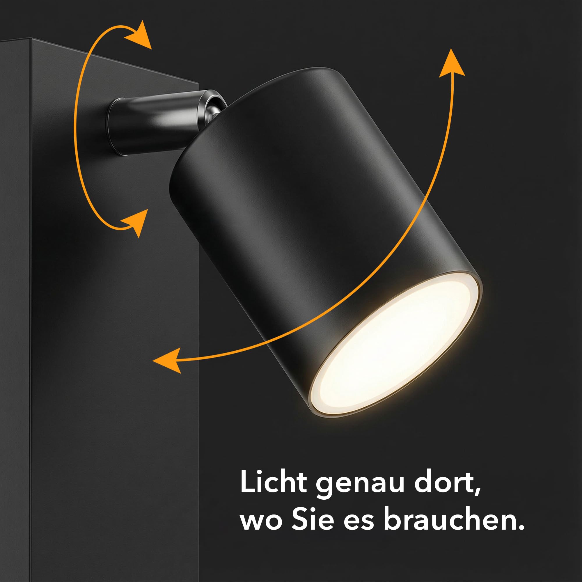 ledscom.de 2x Wandleuchte WAIKA, 1-flammig, schwarz, USB-C, USB-A, inkl. LED GU10 Lampe, 3-Stufen-Dimmer, 609lm, weiß