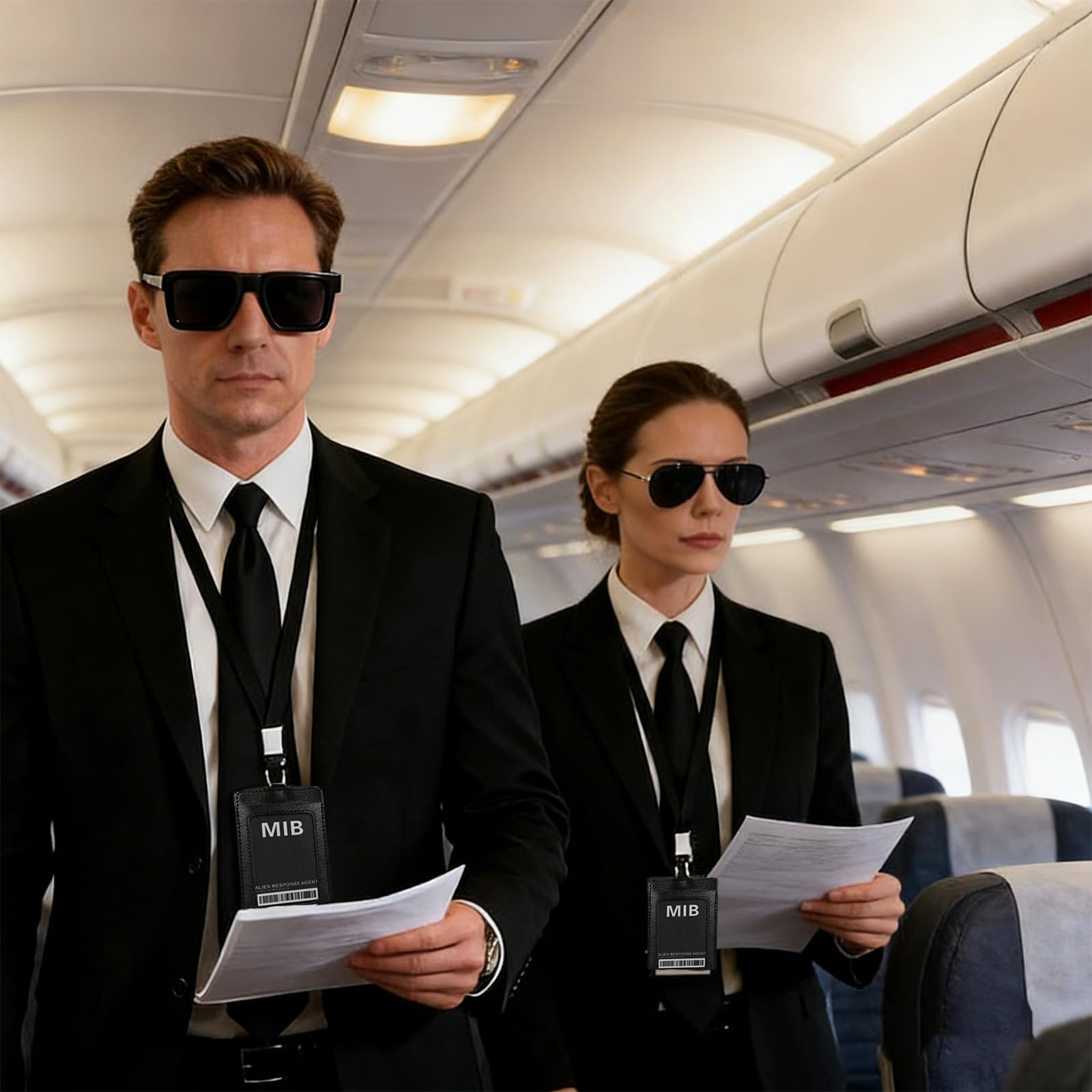 iSharely 10Pcs Secret Agent Costume Accessories Set, Spy Fancy Dress Kit with Sunglasses Black Ties ID Holders Earpieces Inflatable Aliens for Men Women Cosplay Carnival Halloween Sci-Fi Party - Image 4