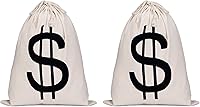 Vista 7 de Boao Bolsas de dinero extra grandes de 19.7 x 15.8 pulgadas, bolsa de lona con cordón y símbolo de dólar para recuerdo de juguete, fiesta temática