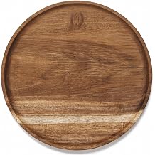 Round Acacia Wood Tray, Wooden Serving Platter and Charcuterie Board for Snacks, Sushi, Fruit and Appetizers, Decorative Serving Tray for Coffee Table and Kitchen, 30 x 30 x 2 cm