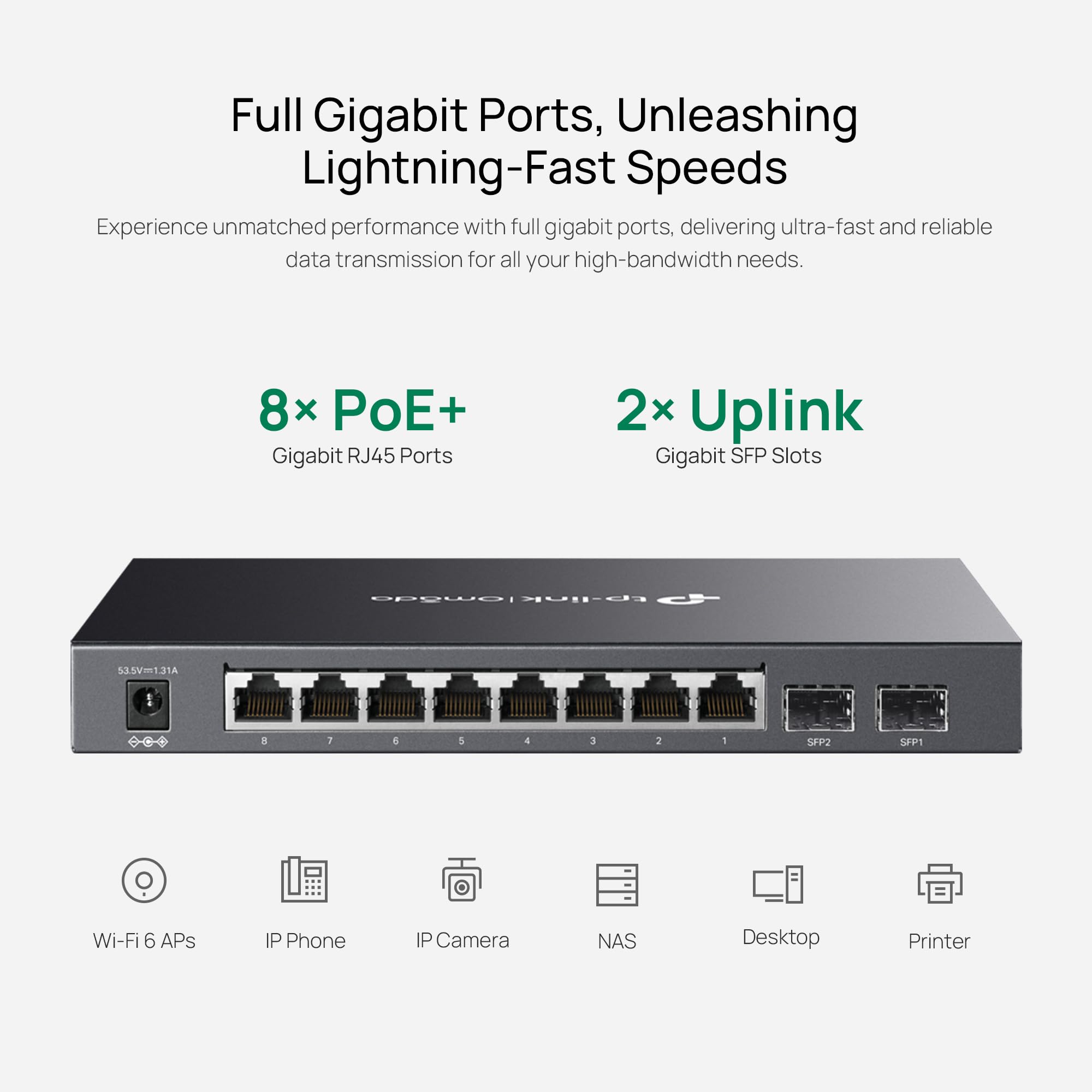 Amazon.co.jp: TP-Link 8ポート ギガビット PoEスイッチ | 8 PoE+