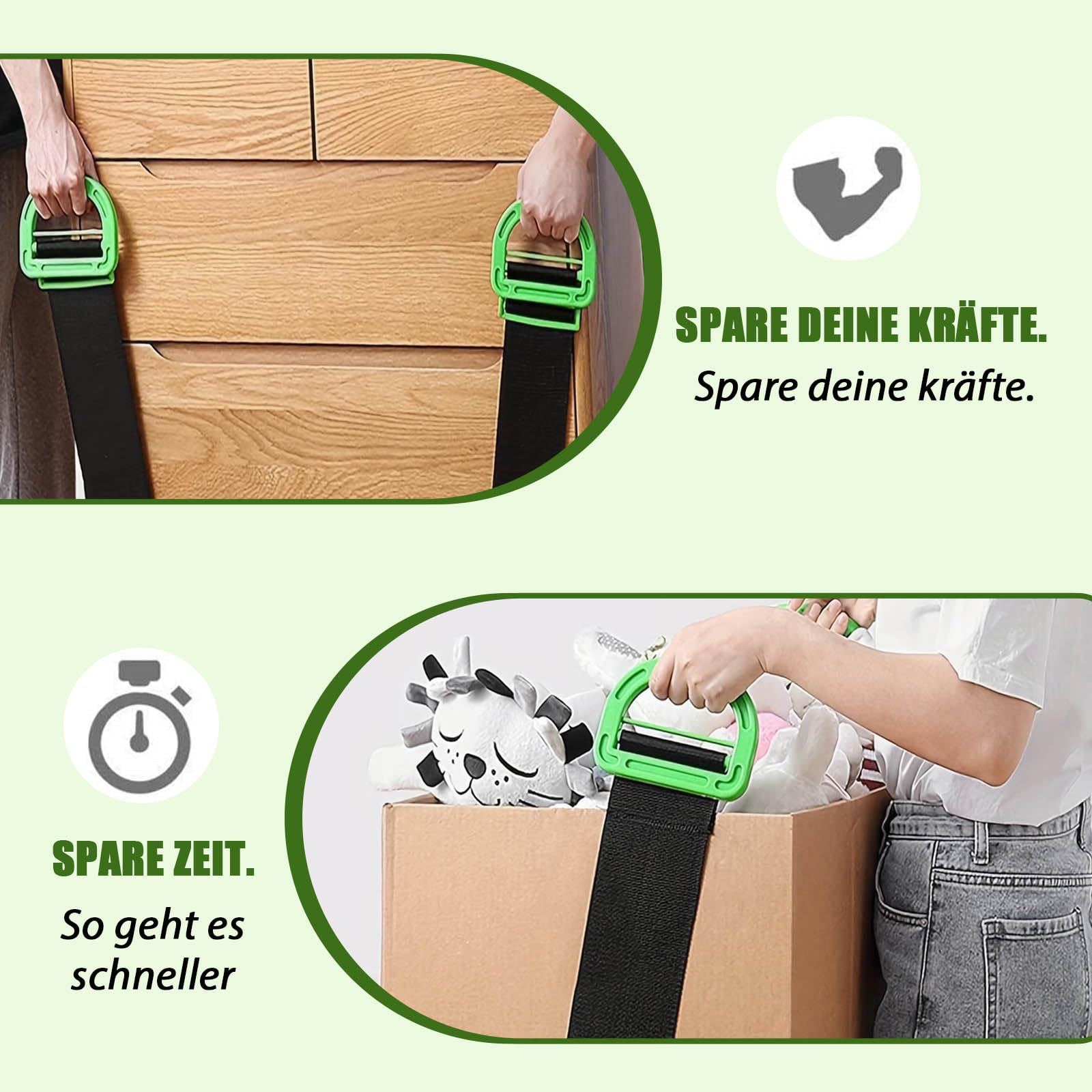 4PCS Tragegurte Umzug, Lasten 600lbs - 200 cm Schwerlast Umzug Tragegurt, Verstellbare mit 2 Paar Rutschfeste Handschuhe, Transportgurt Einfaches Heben Tragen Bewegen von Boxen Möbeln Haushaltsgeräten