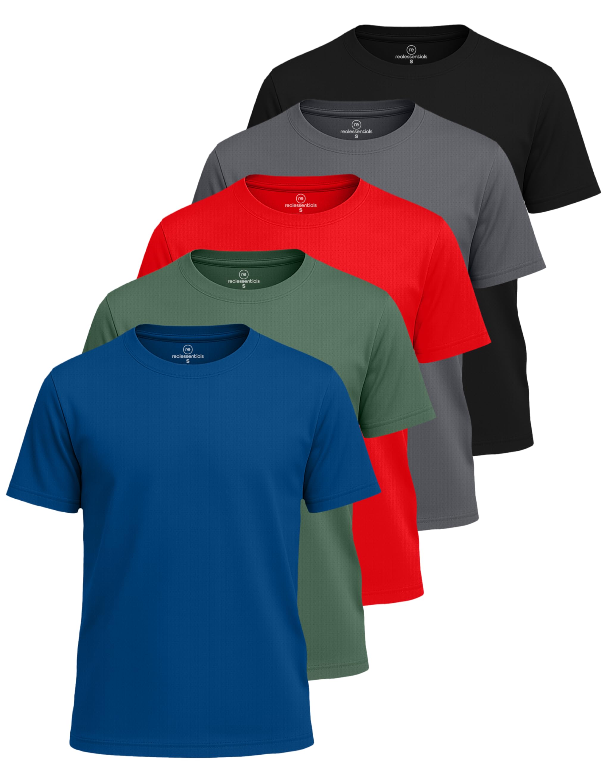 5 Pack: Boys' Mesh Short Sleeve Athletic T-Shirt - Youth Kids Teens Active Basketball Tops (4-18 Years)