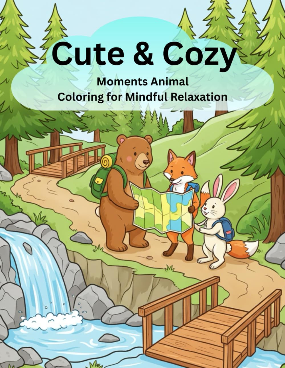 Cute & Cozy Moments: Animal Coloring for Mindful Relaxation: Simple, Adorable Daily Life Scenes to De-Stress and Enjoy for Adults and Teens