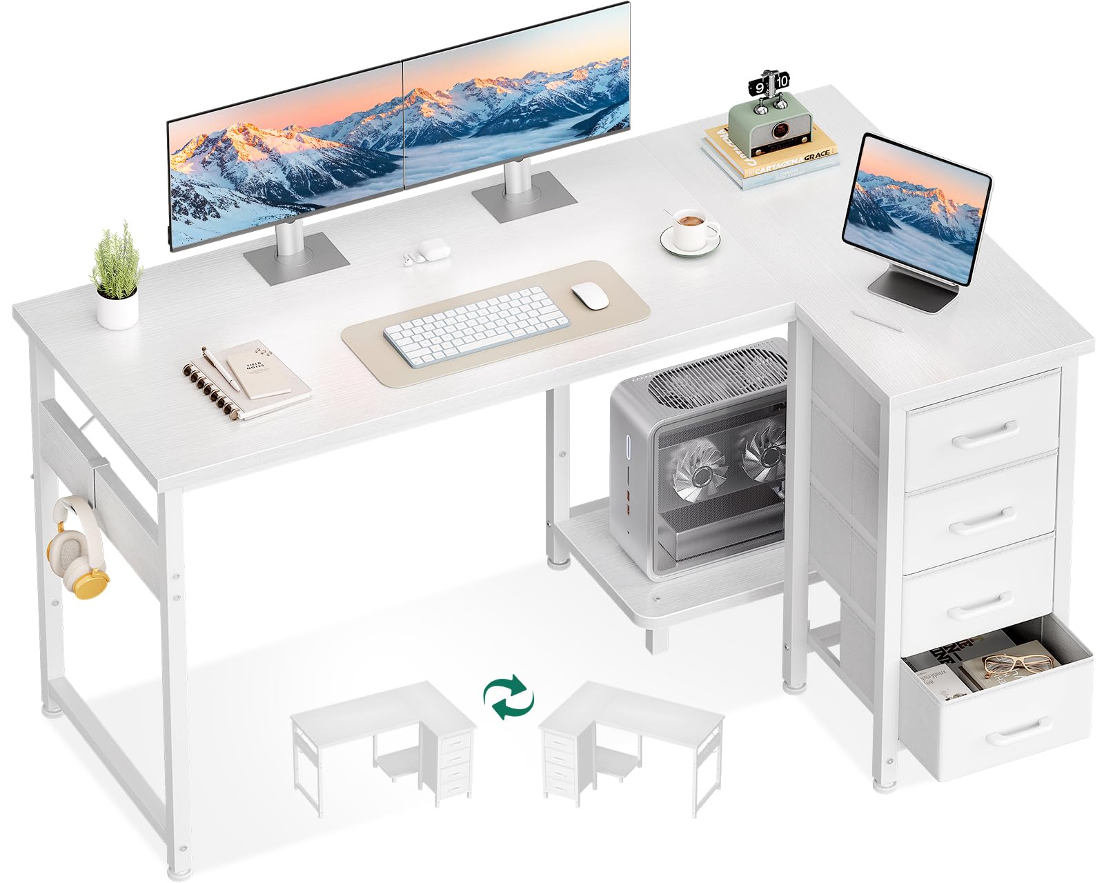 Amazon | AODK ゲーミングデスク 引き出し4杯付き パソコンデスク pc