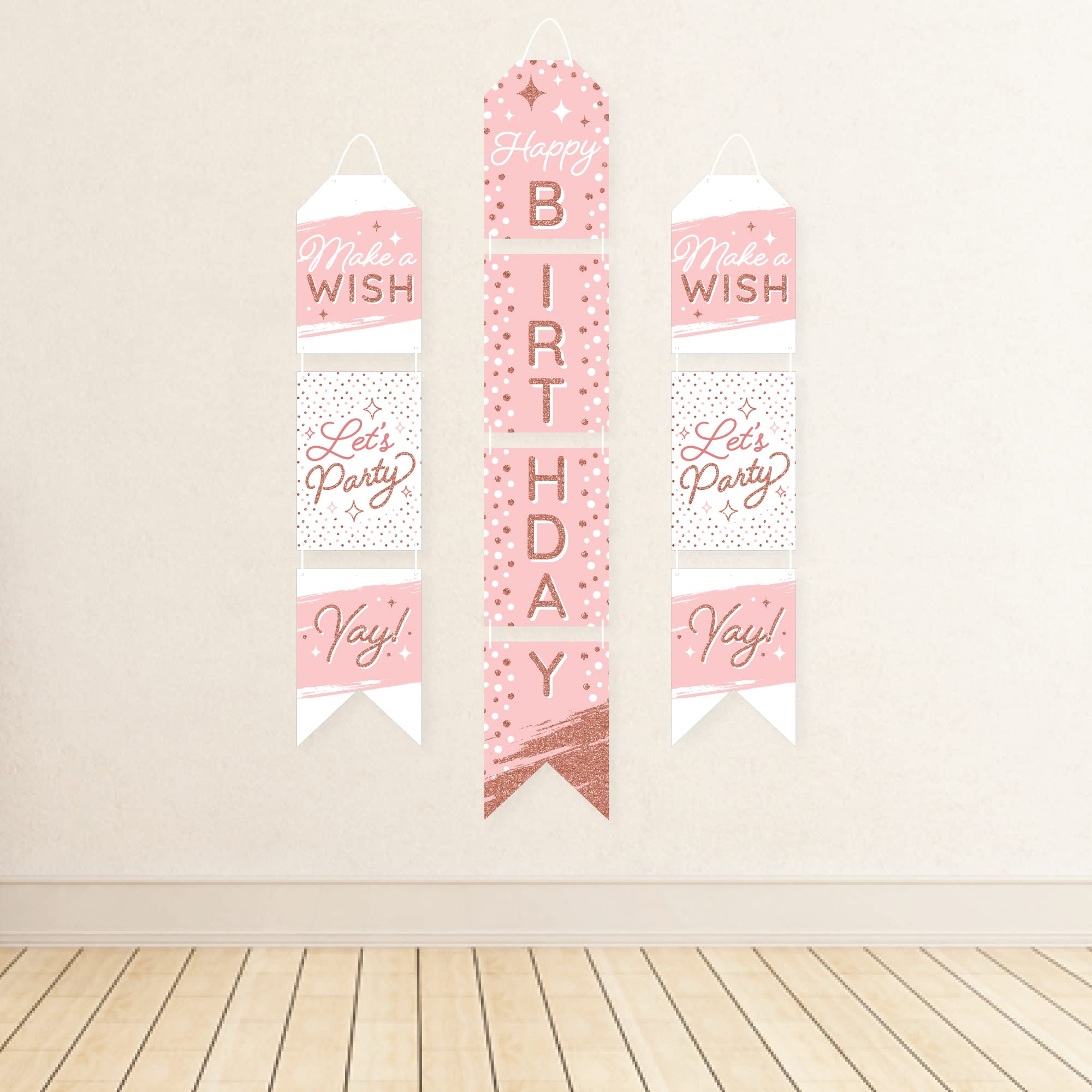 Cartel De Feliz Cumpleaños De Oro Rosa Iluminado Con Luces Para Mujeres Y Niñas, Patrón De Globos De Navidad, Cumpleaños, Suministros De Decoración Para Colgar
