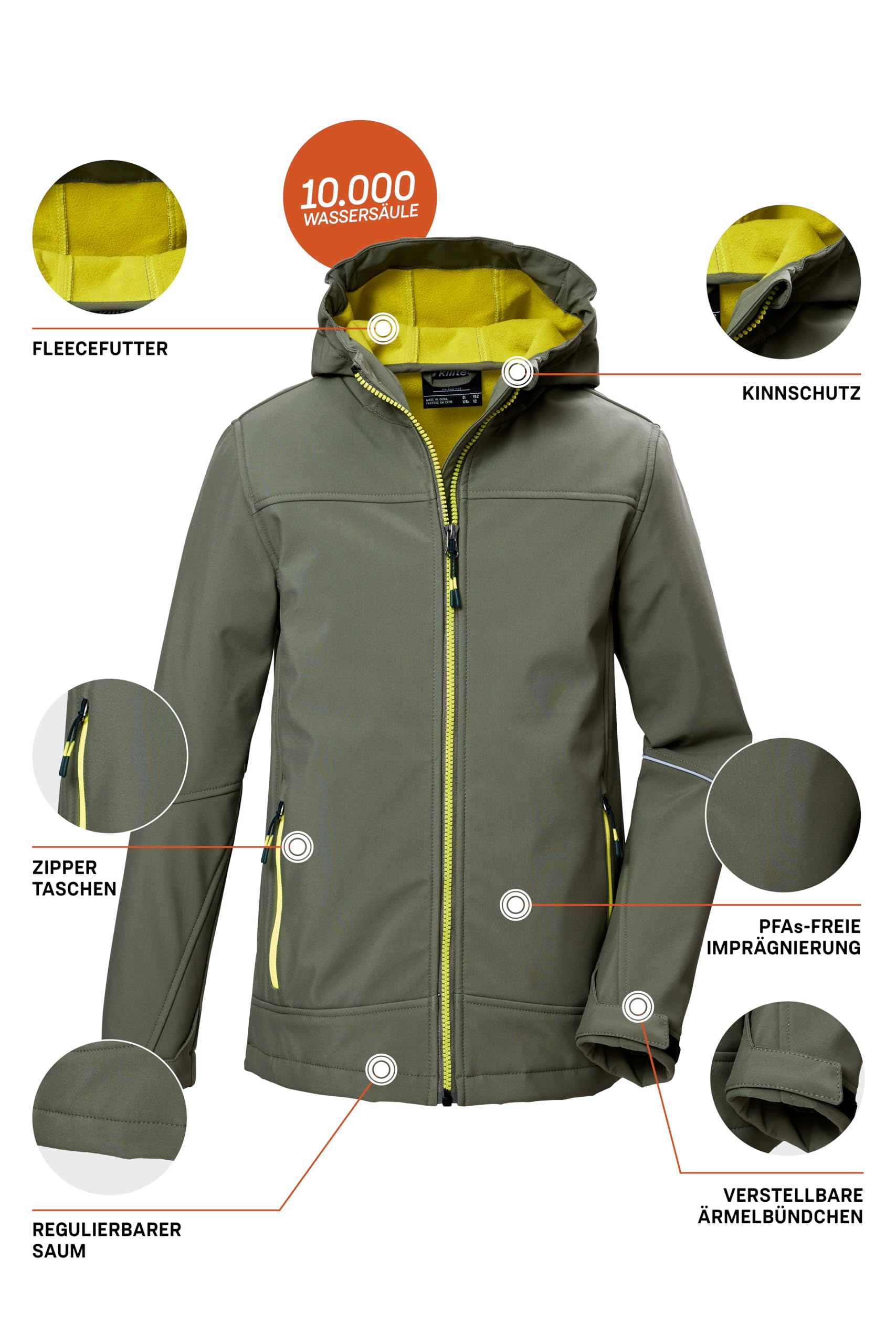 Killtec Kow 366 Bys Sftshll Jckt Giacca softshell/giacca da esterno con cappuccio Bambini e ragazzi