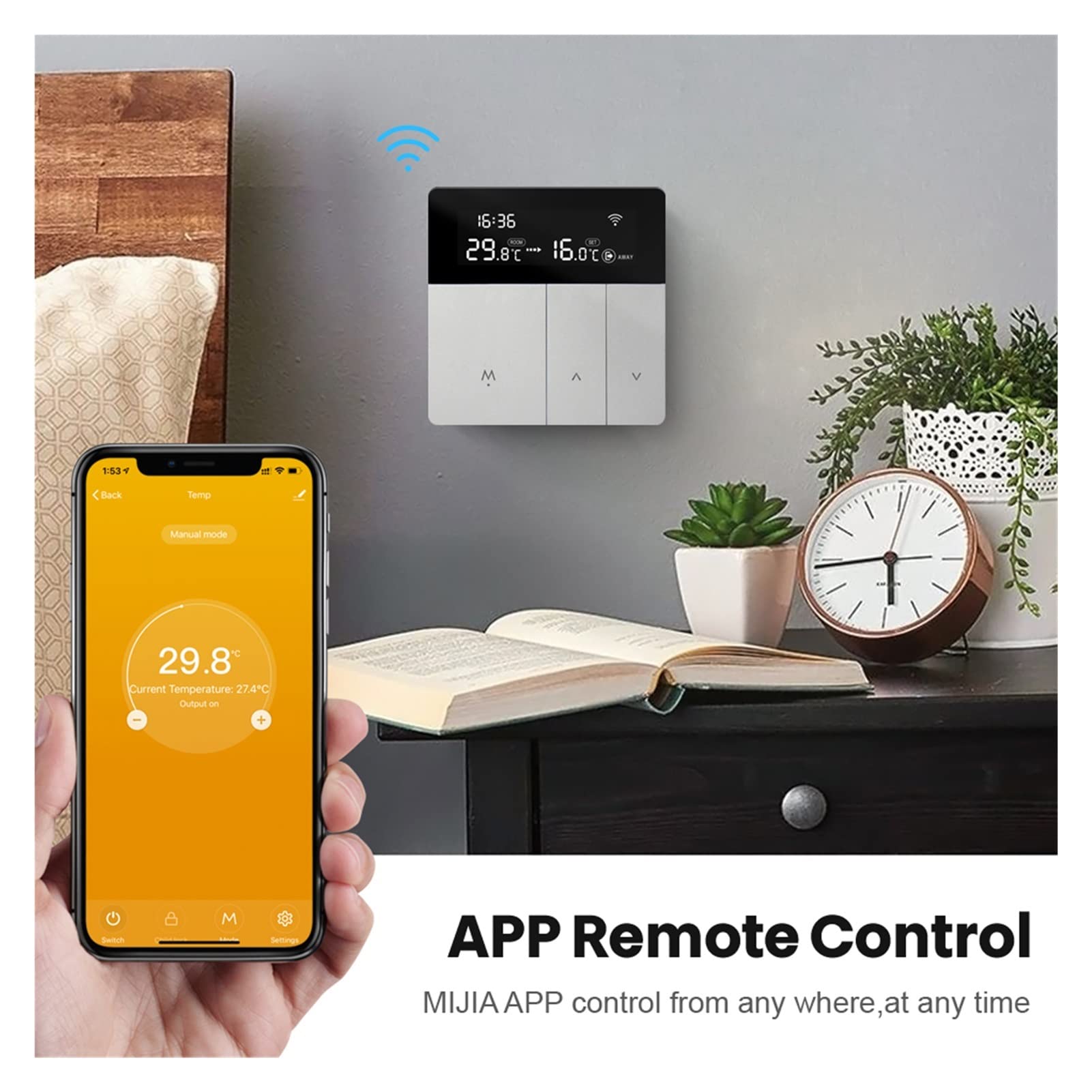 Cyfrowy higrometr termometr wewnętrzny Controller temperatury termostatu WiFi, Tuya Aplikacja Zdalne sterowanie, praca z Alexa Google Home Yandex Alice Z wyświetlaczem LCD(Water Gas Boiler)