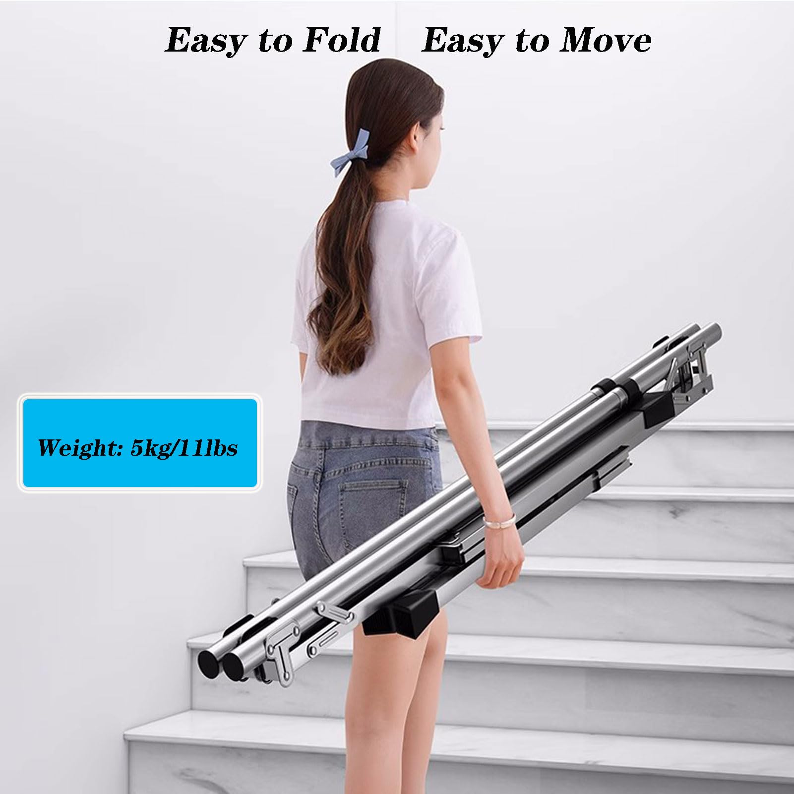 Tendedero De Ropa Plegable Grande para Exterior, Acero Inoxidable, 5 Varillas Con Ruedas, Independiente (240cm/95in)