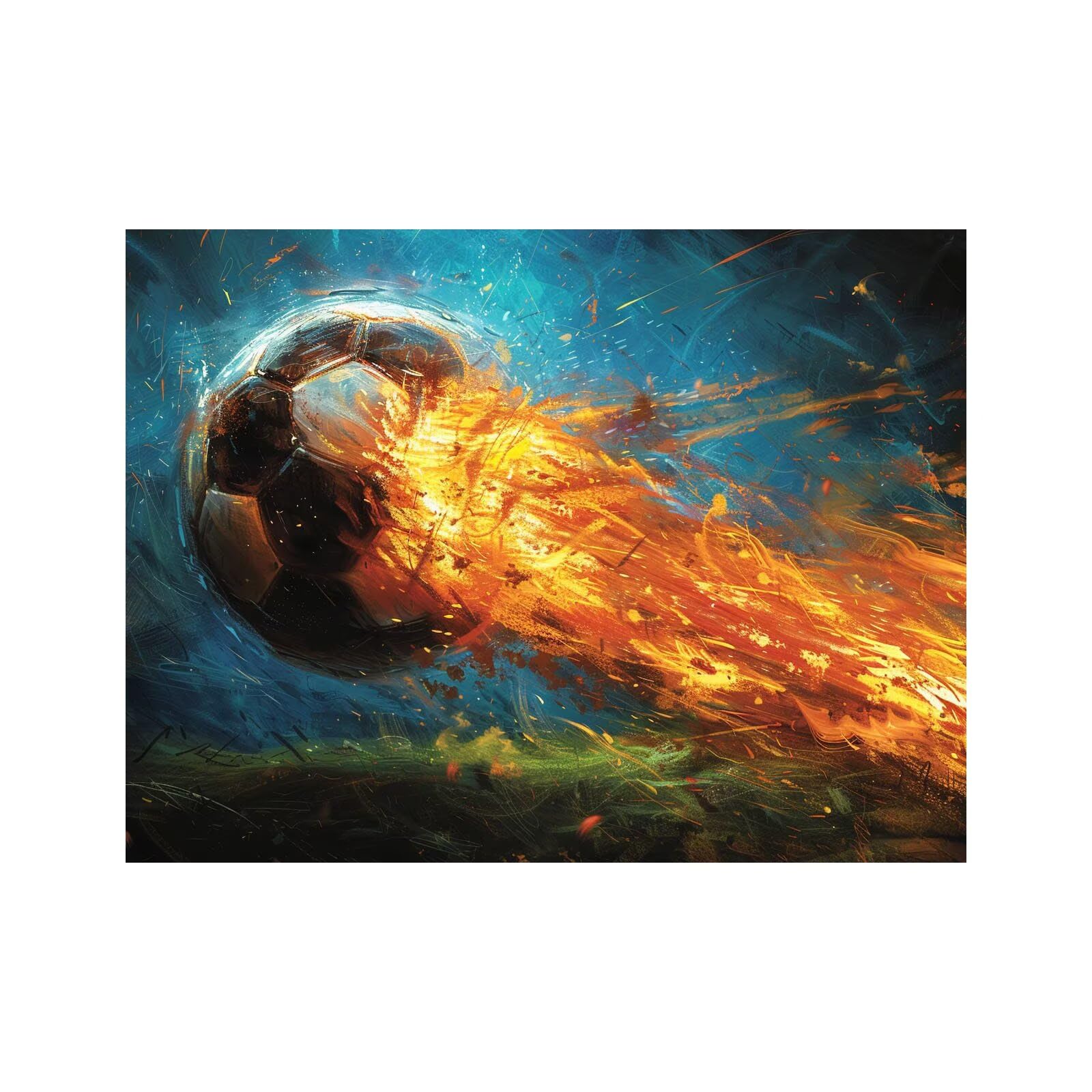 Football Paint by Numbers for Adults, Painting by Numbers for Adults, Craft Kits for Kids with Flame Canvas for Painting 32x24Inches Acrylic Paint Brush for Wall Art Room Decor, Gifts LZYH-2896