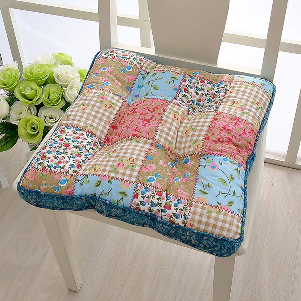 Universal Non-Slip Chair Cushions,Square Cotton Seat Cushion With Ties，Luxury Soft Seat Pads Usage For Dining Kitchen,Patio Chairs Outdoor Indoor,Adults Chair,Armchair,15x15x4inch (Floral Pattern)
