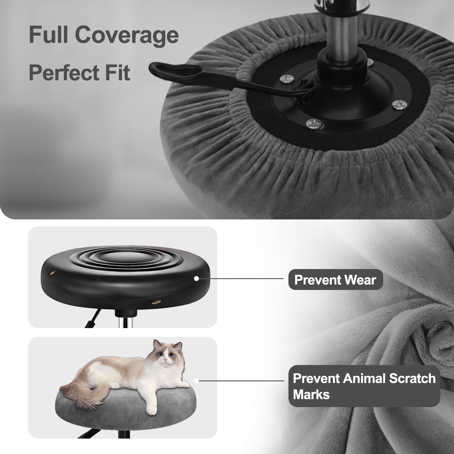 YINGAYOU Round Velvet Stool Cover 12-16"/30-40cm Bar Stool Cover Very Soft Elastic and Easy to Install Wrinkle Resistant - Image 3