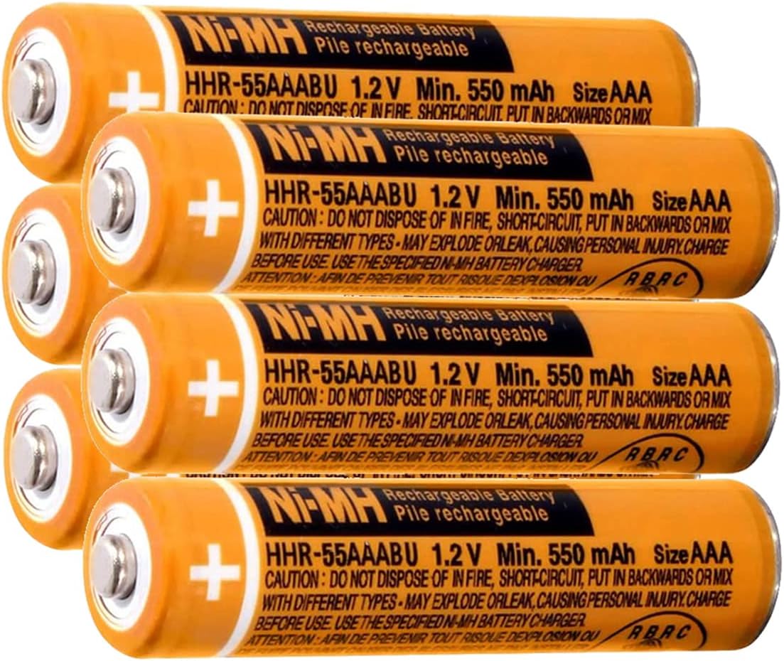 6 Pack HHR-55AAABU NI-MH Rechargeable Batteries for Panasonic, 550mAh 1 ...