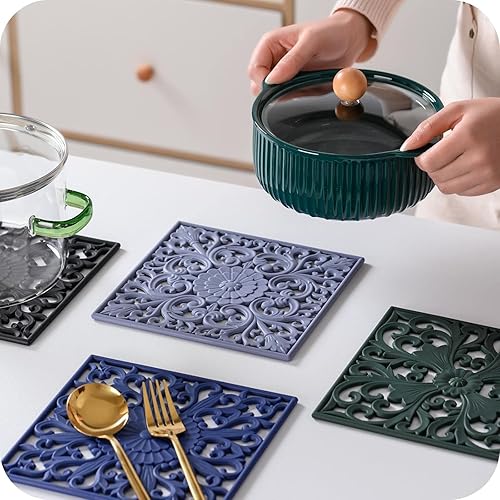 Miniatura 10 de Hotsyang Salvamanteles de silicona para platos calientes, mesa, encimera, ollas, sartenes, salvamanteles de cocina modernos antideslizantes