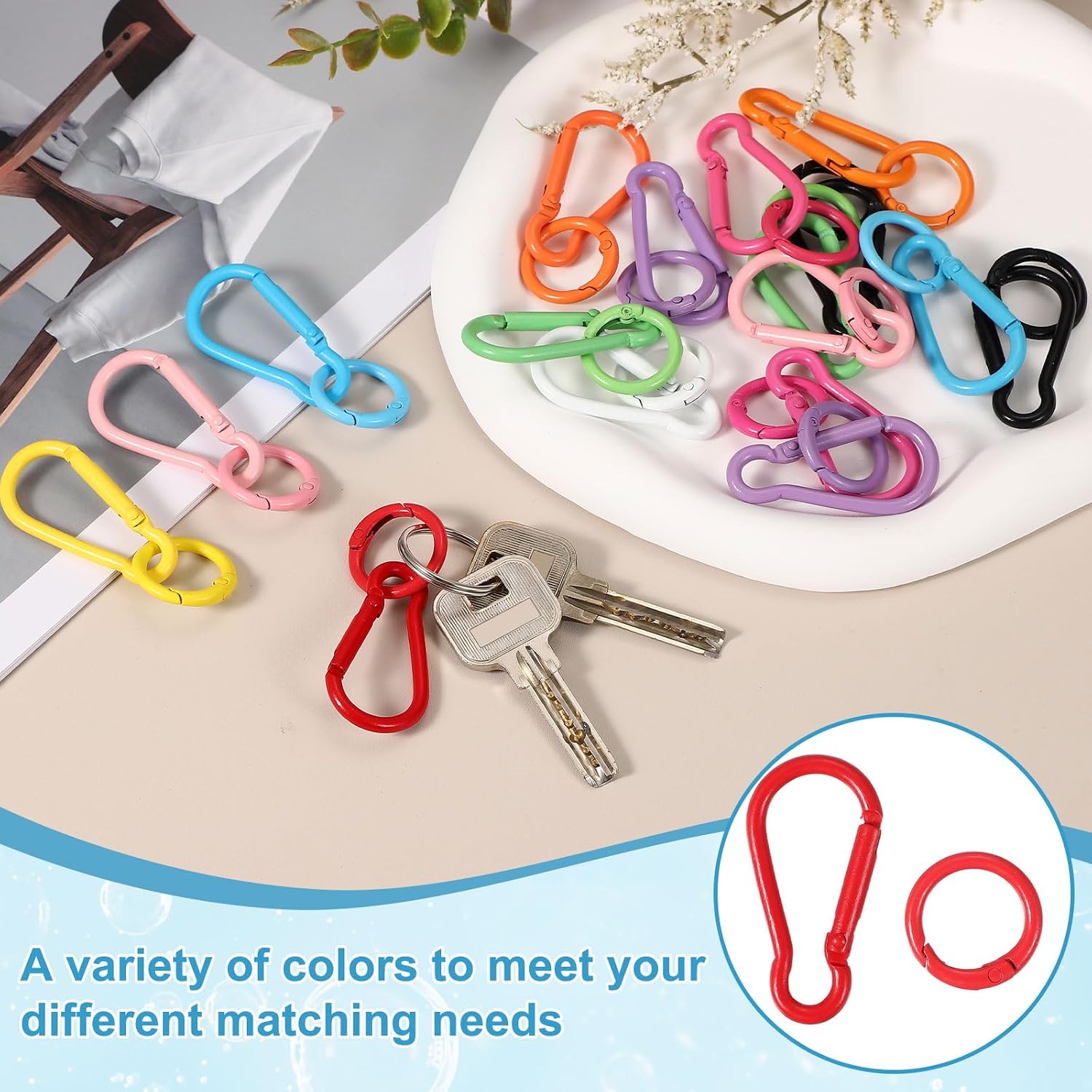 PATIKIL Metal Keychain Clips Set, Small Keychain with O Ring Key Chain Hook for Rock Climbing Hiking Camping Travel Indoor Outdoor Activities image 4