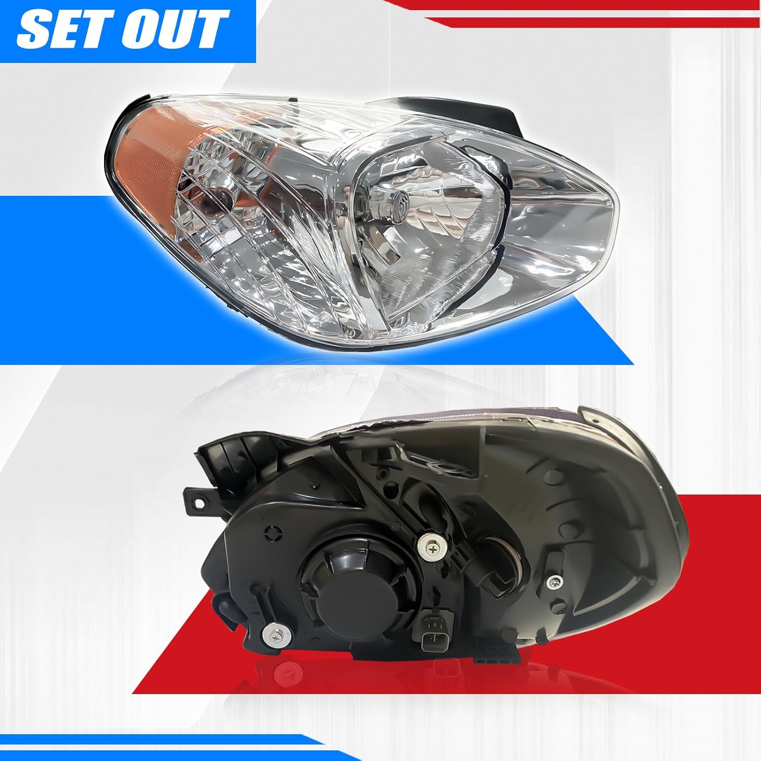 Headlight Assembly Compatible with 2007-2011 Hyundai w/Bulbs Halogen Headlamp Replacement (Passenger Right Side)