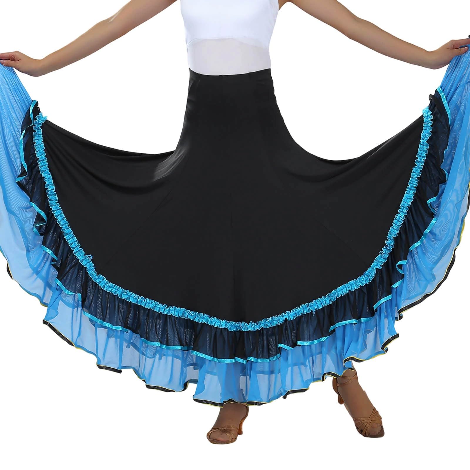 Falda Larga Mujer Verano, Faldas Mujer Verano Volantes, Baile Tradicional EspañOla con Capas Y Elegante DiseñO Fluido Actuaciones Faldas Skirt Falda Lunares Falda Vaquera Minifalda