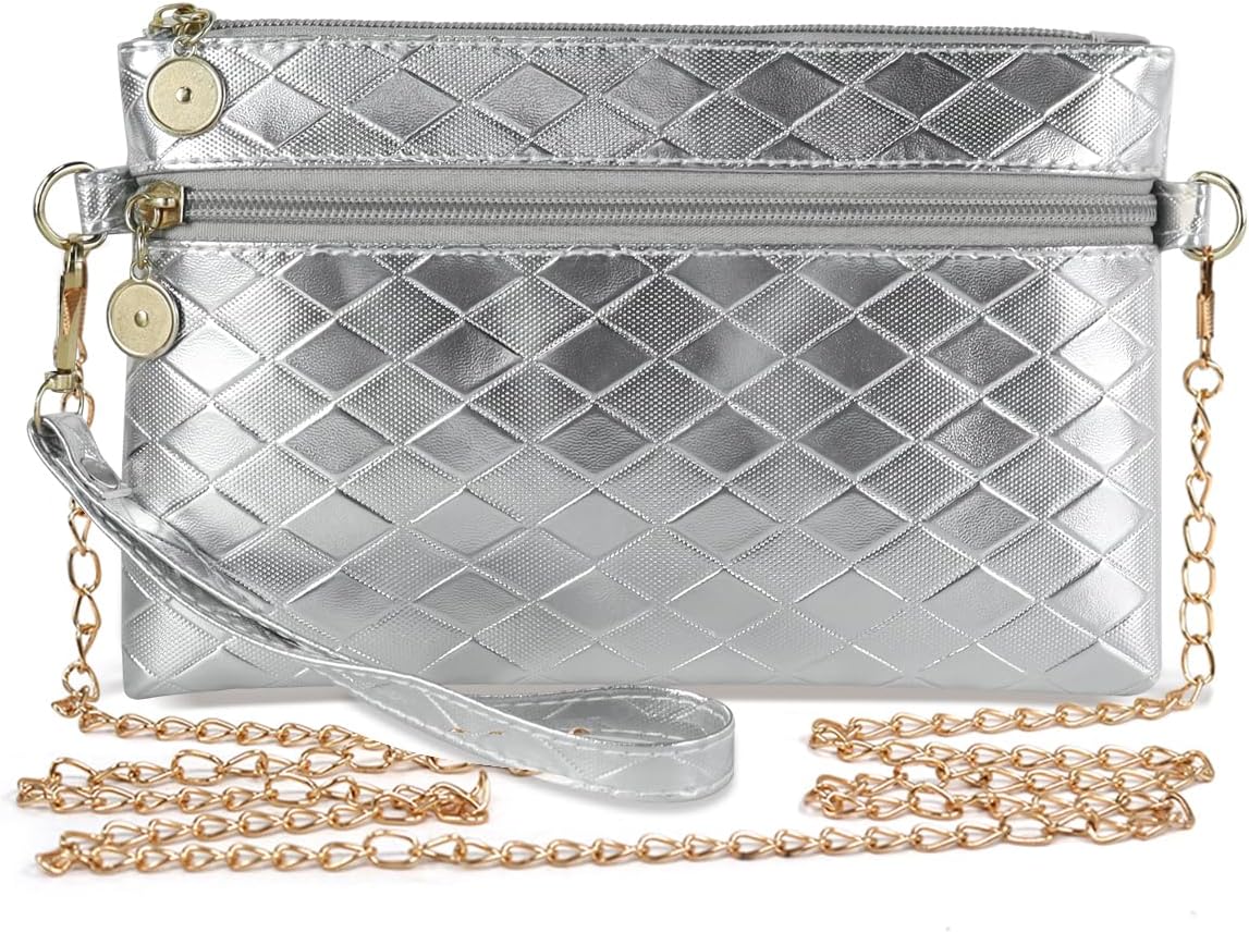 FuninCrea Quilted Wristlet Purses for Women with Removable Chain