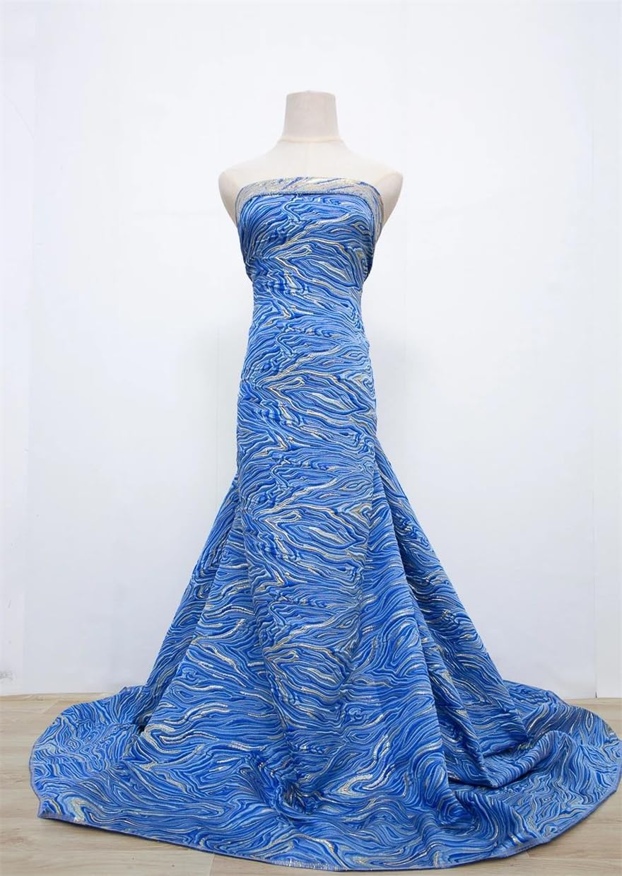 Tul de poliéster de primera calidad, Tela de encaje brocado africano, tul nigeriano Multicolor, 5 yardas for costura vestidos fiesta for mujer(5brocade Lace)